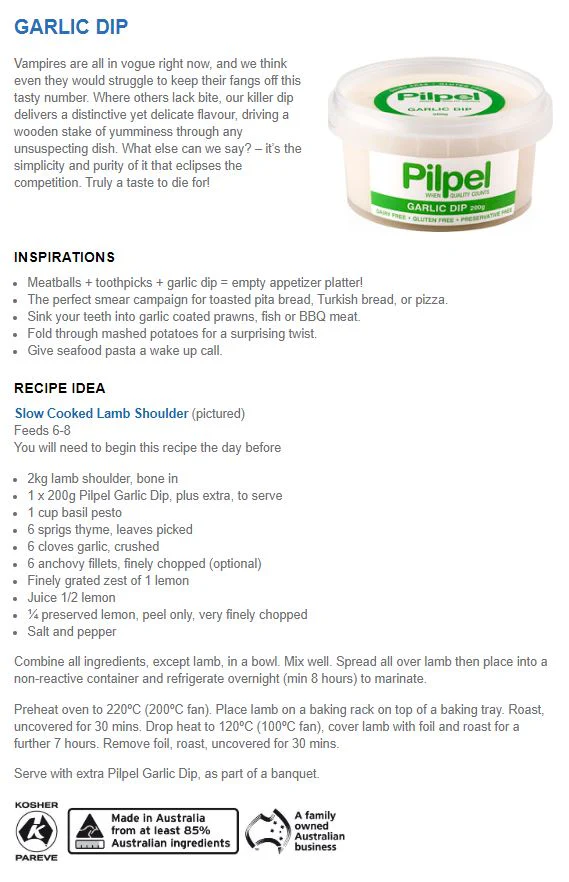 Pilpel Garlic Dip 180g - Image 5