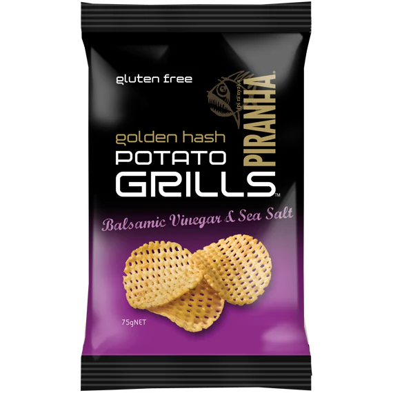 Piranha Golden Hash Potato Grills Balsamic Vinegar and Sea Salt 75g
