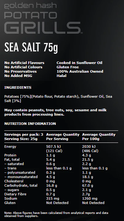 Piranha Golden Hash Potato Grills Sea Salt 75g - Image 2