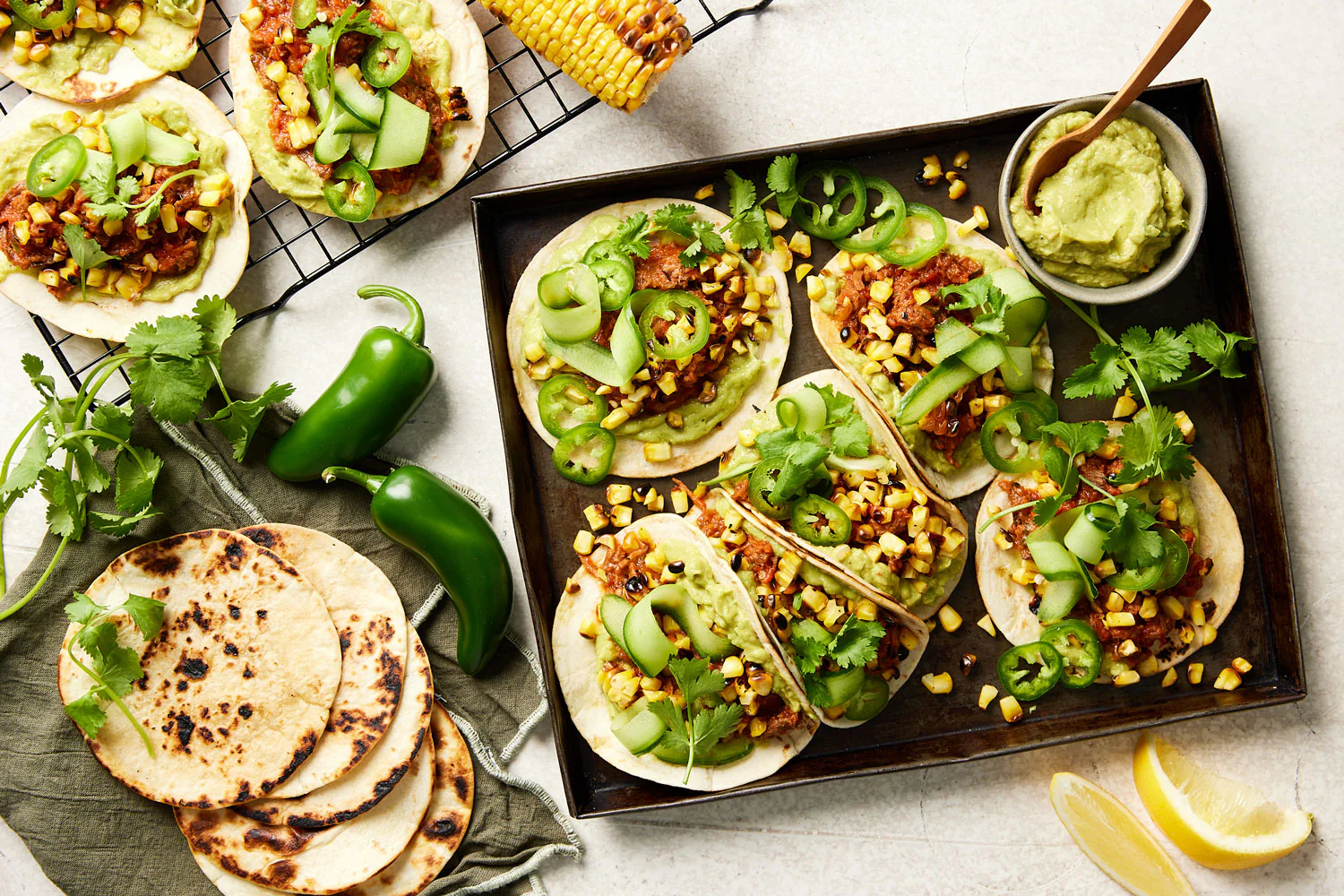 Plant Based Tacos Mexicanos - with Roasted Corn Tomato Fable Beef and Guacamole - Image 2