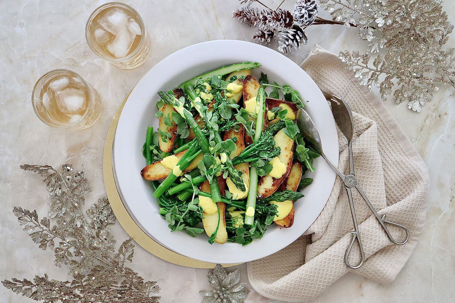 Potato Asparagus and Broccolini Salad - with Golden Goddess Dressing - Image 2