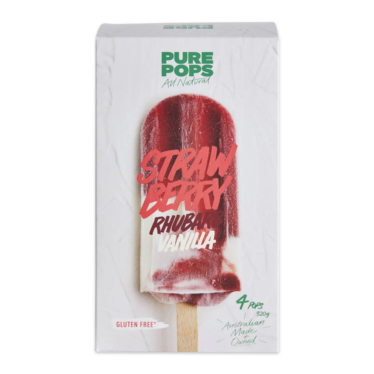 Pure Pops Strawberry Rhubarb Vanilla Organic Yoghurt Ice Cream Pops x4 320ml