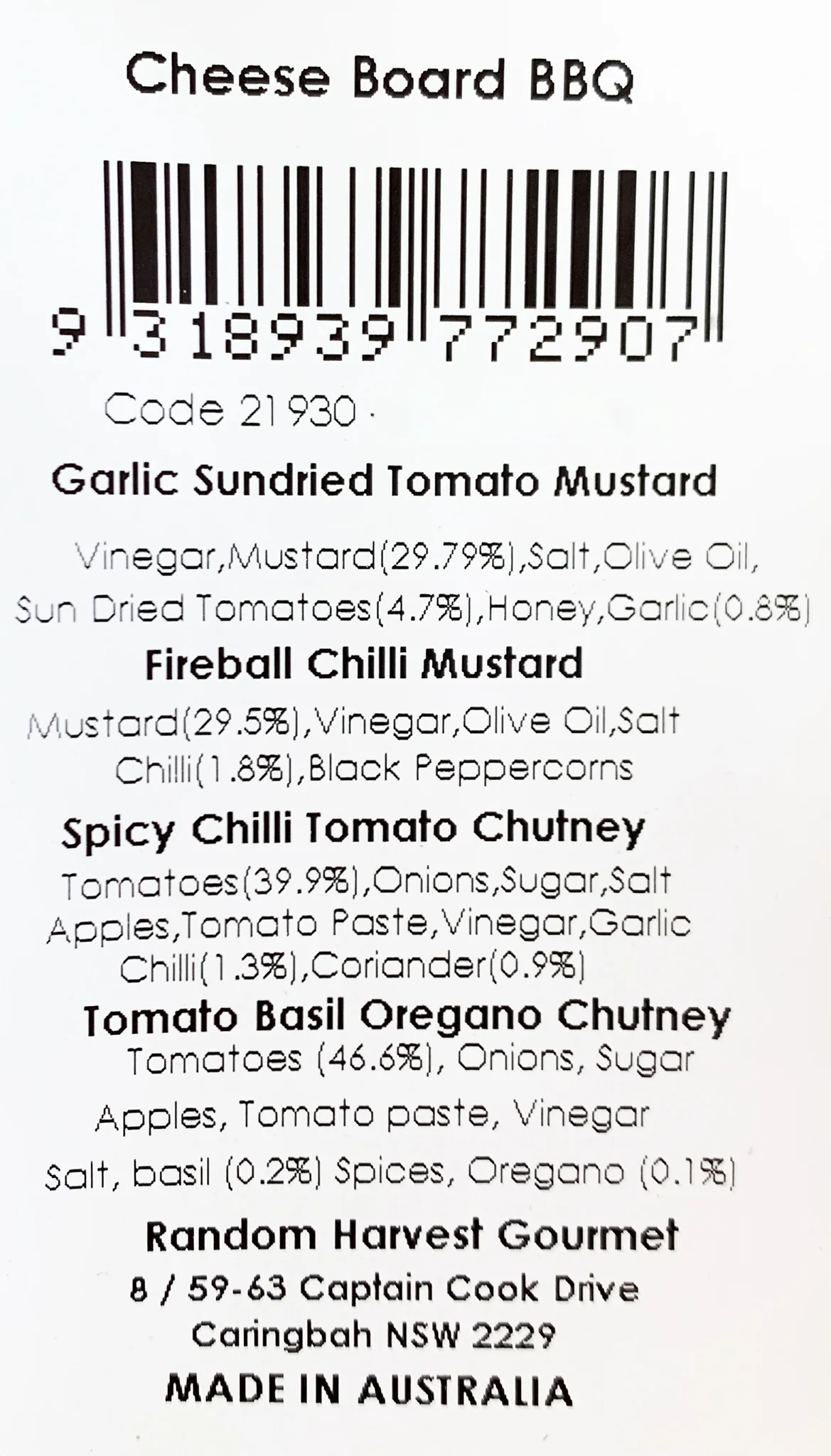 Random Harvest BBQ Cheese Board Each - Image 2