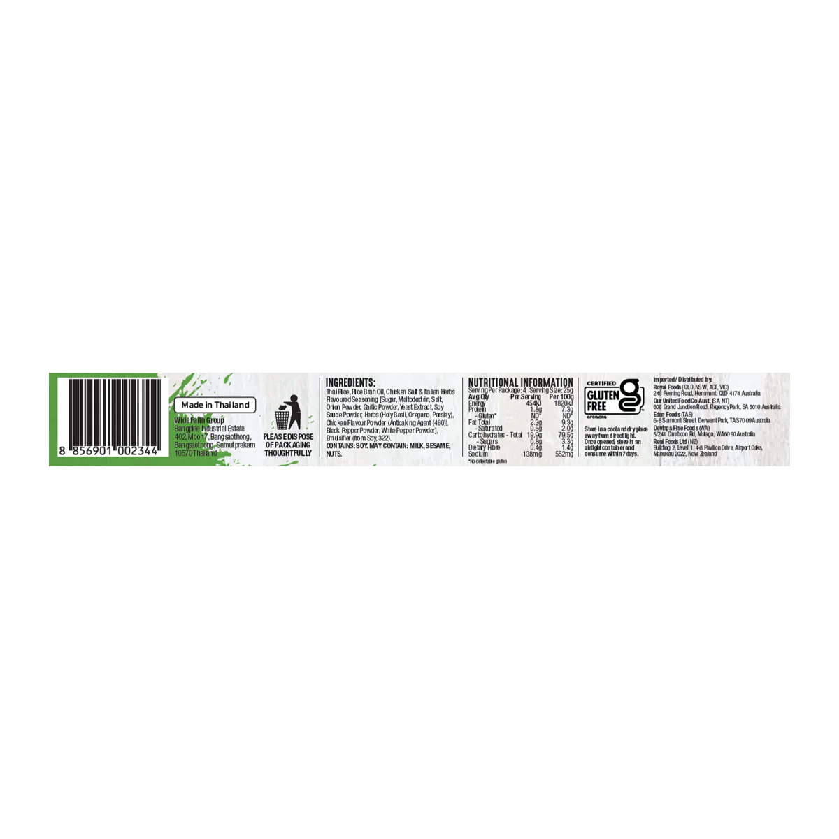 Ravin Detachables Baked Rice Crackers Chicken Salt and Italian Herbs 100g - Image 2