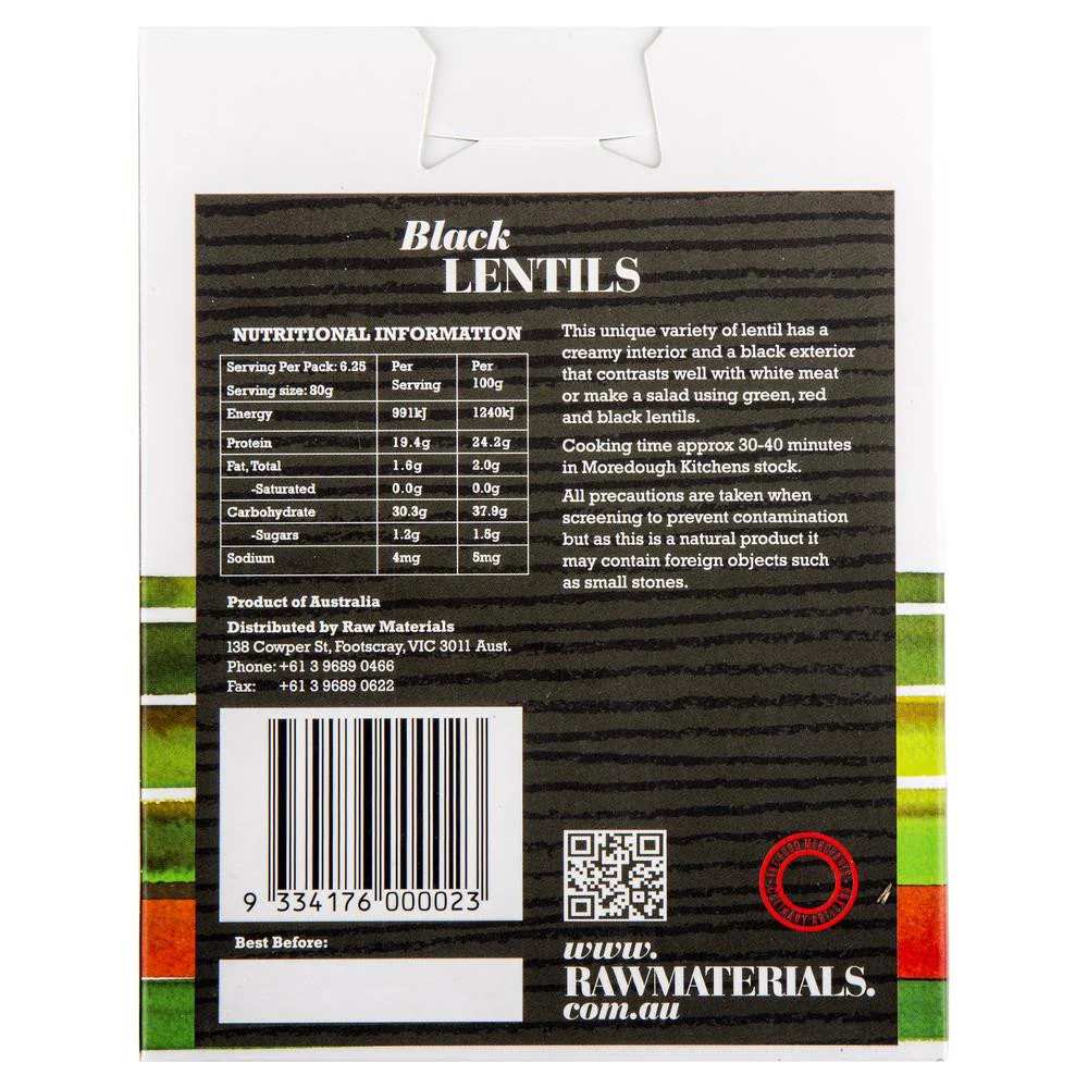 Raw Materials Black Lentils 500g - Image 2