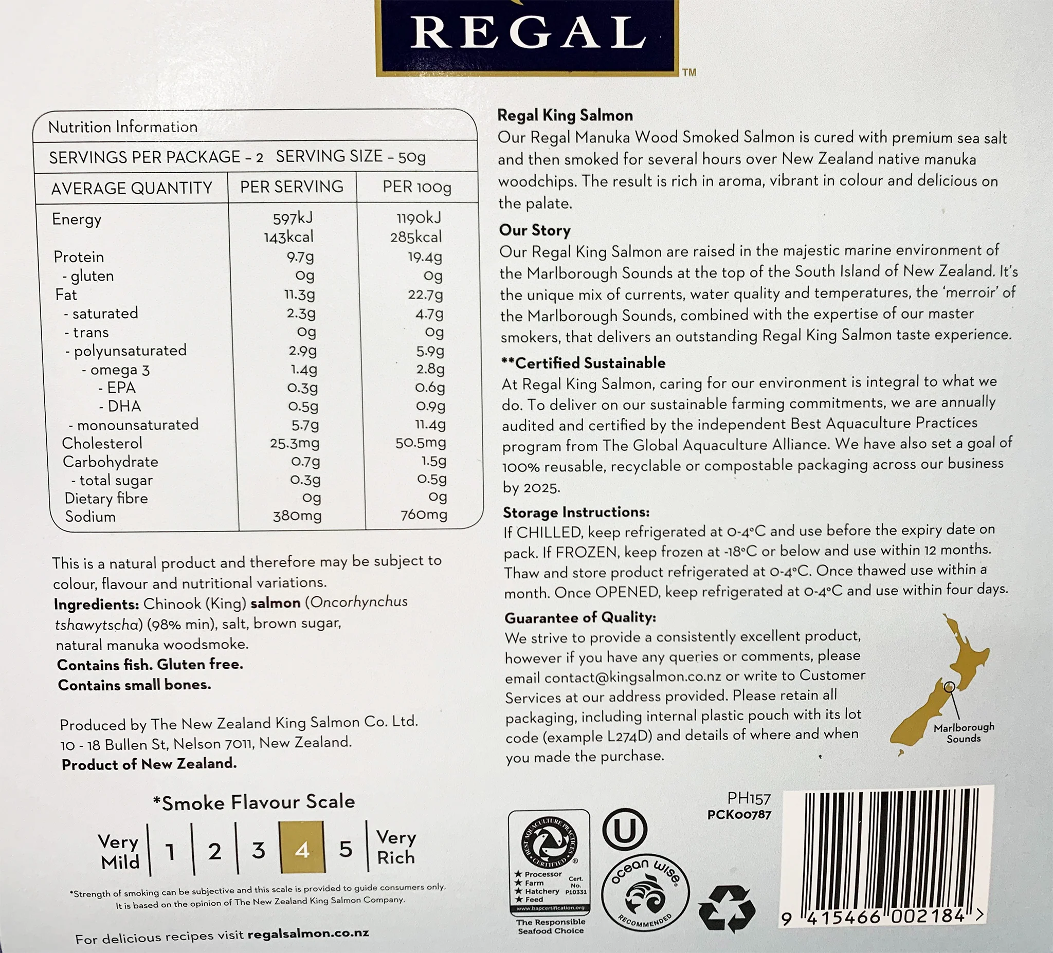 Regal Manuka Smoked NZ King Salmon 100g - Image 2