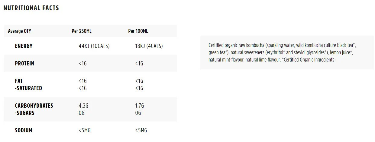 Remedy Organic Kombucha Lemon, Lime and Mint 4 x 250ml - Image 3