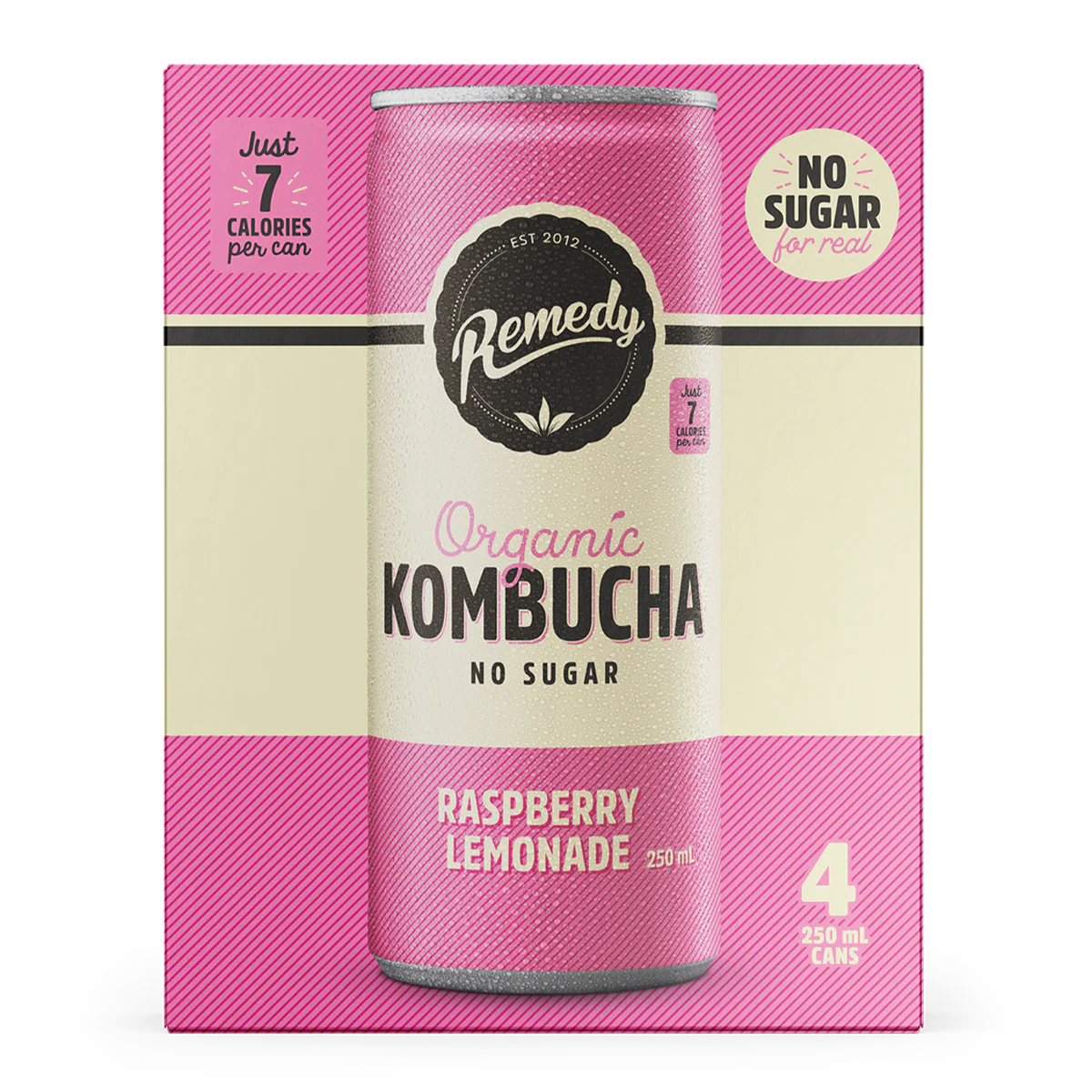 Remedy Organic Kombucha Raspberry Lemonade 4 x 250ml