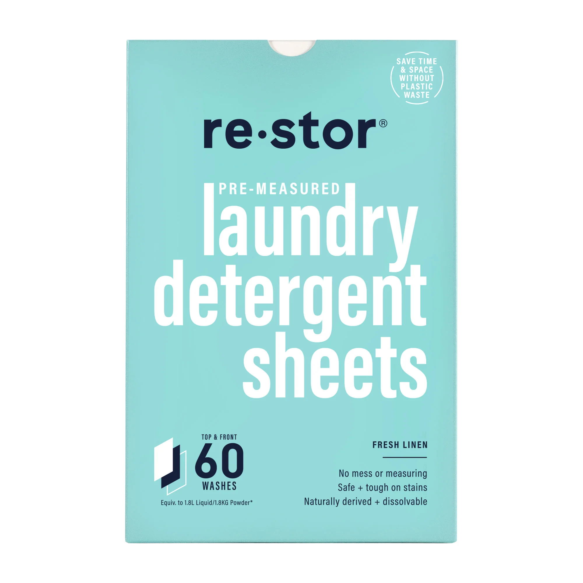 Restor Concentrated Laundry Detergent Sheets Fresh Linen x60 - Image 3