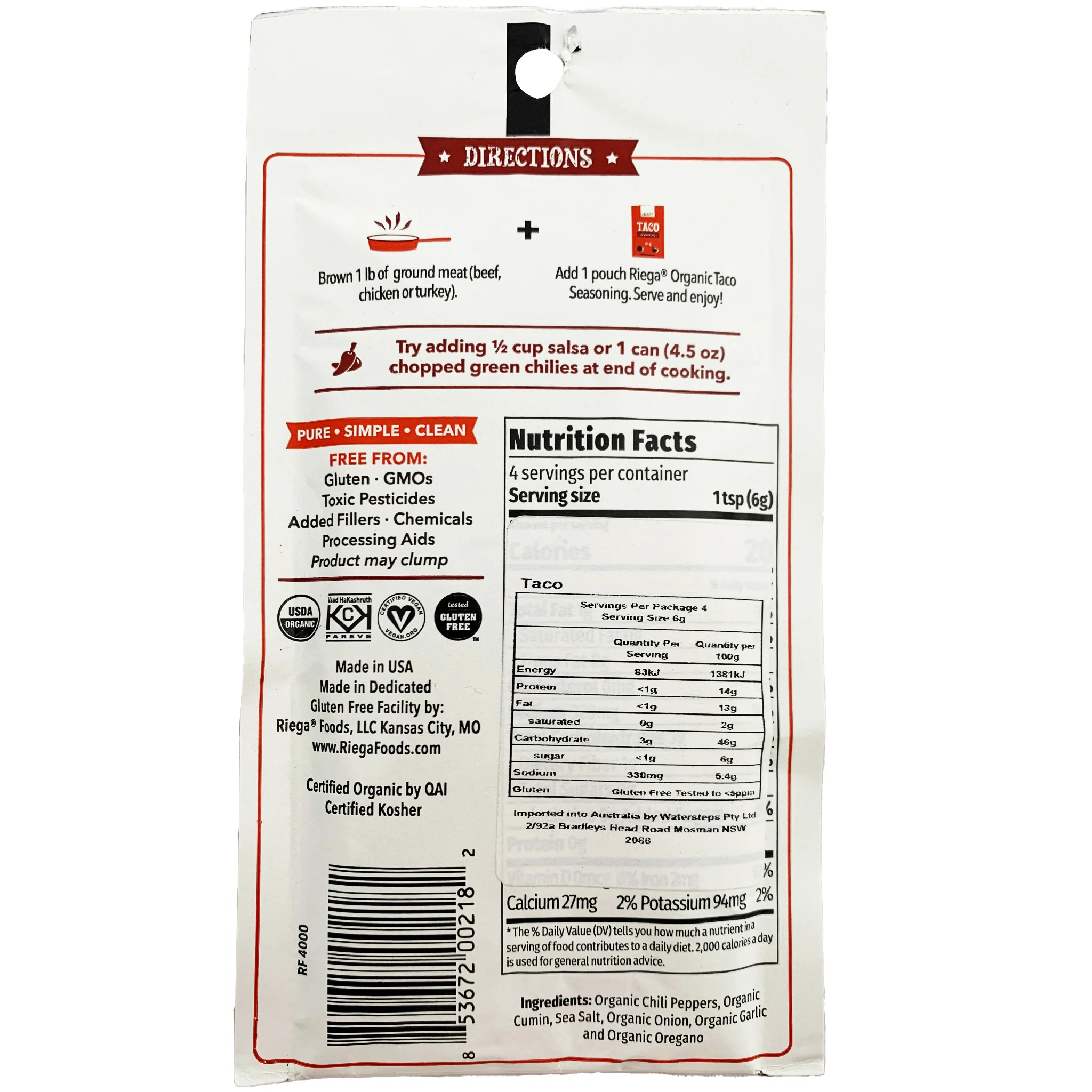 Riega Organic Guacamole Mix Seasoning No.9 10g - Image 2