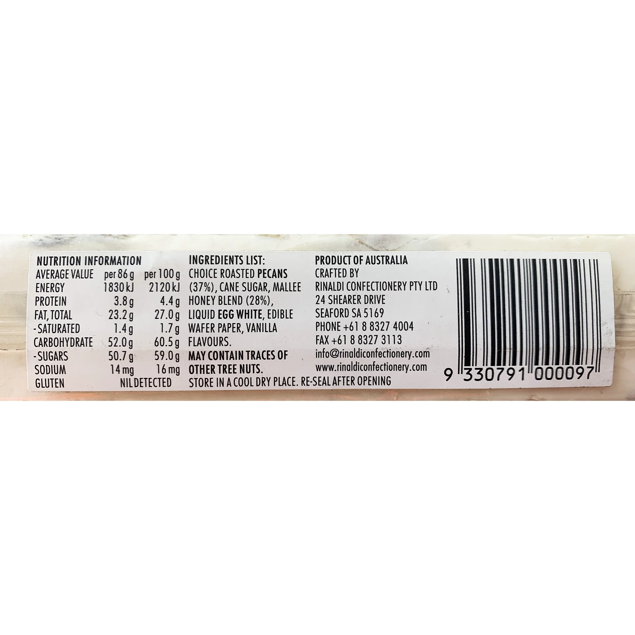 Rinaldi Soft Pecan Nougat Blended with Australian Mallee Honey 86g - Image 2