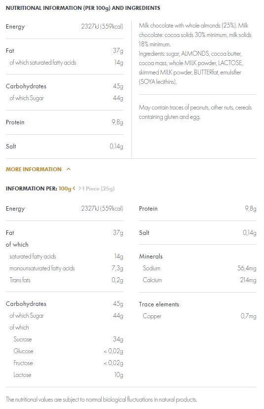 Ritter Sport Whole Almonds 100g - Image 2