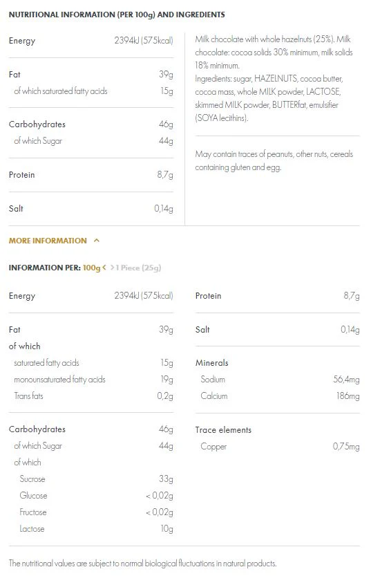 Ritter Sport Whole Hazelnuts 100g - Image 2