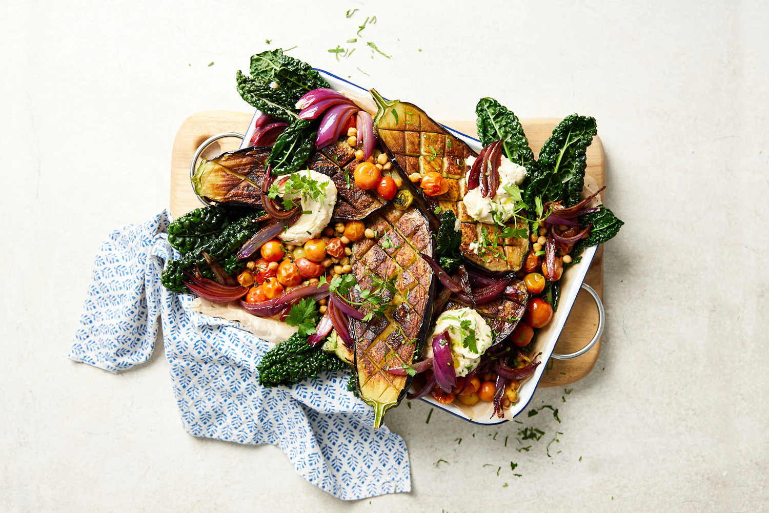 Roasted Eggplant - with Hummus Roasted Chickpeas and Tomato Salsa - Image 2