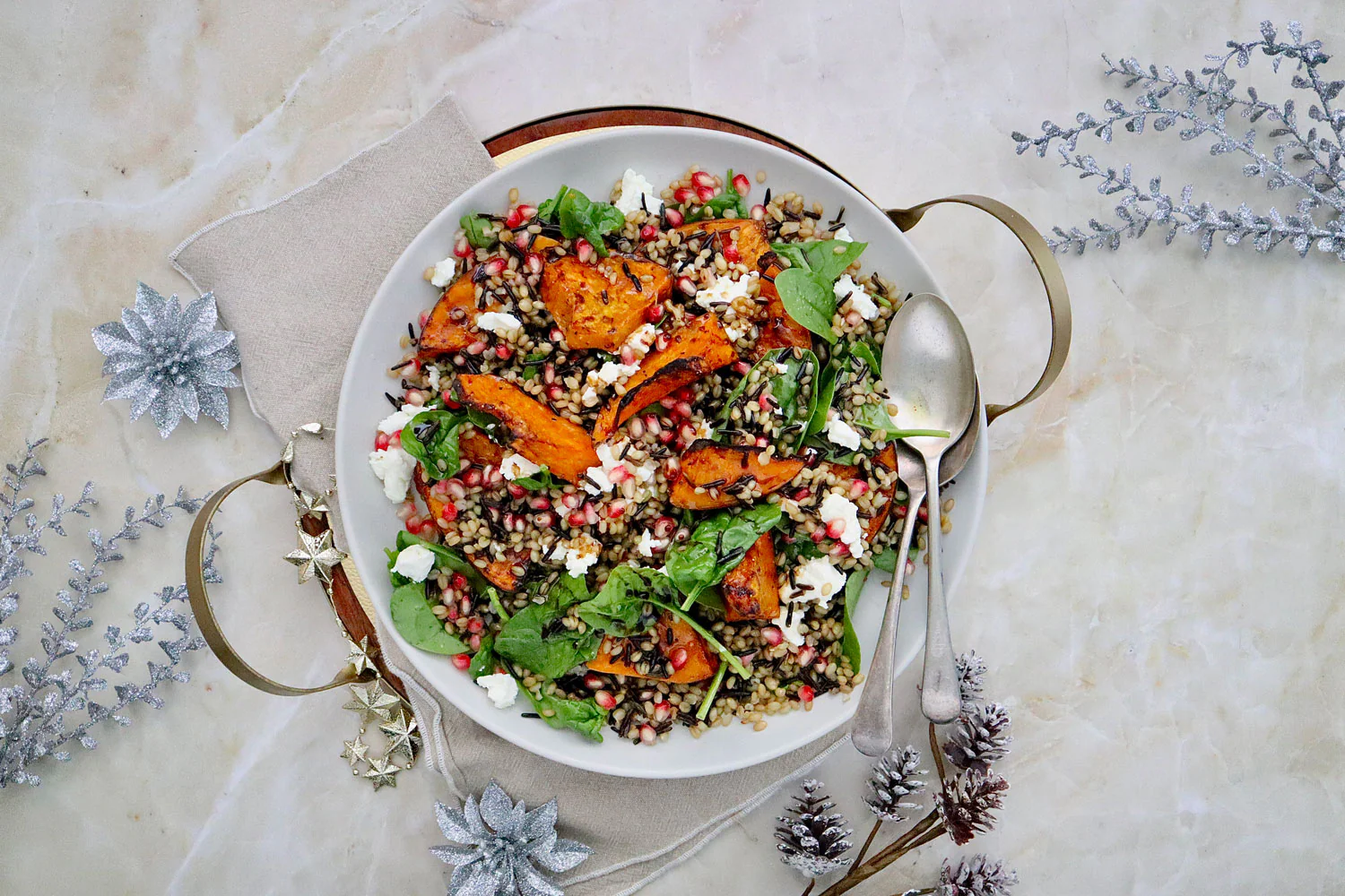 Roasted Pumpkin and Pomegranate Salad - with Wild Rice and Farro - Image 2