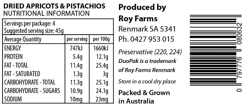 Roy Farms Dried Apricots and Pistachios 160g - Image 3