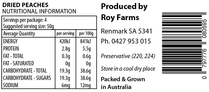 Roy Farms Dried Peaches 175g - Image 2