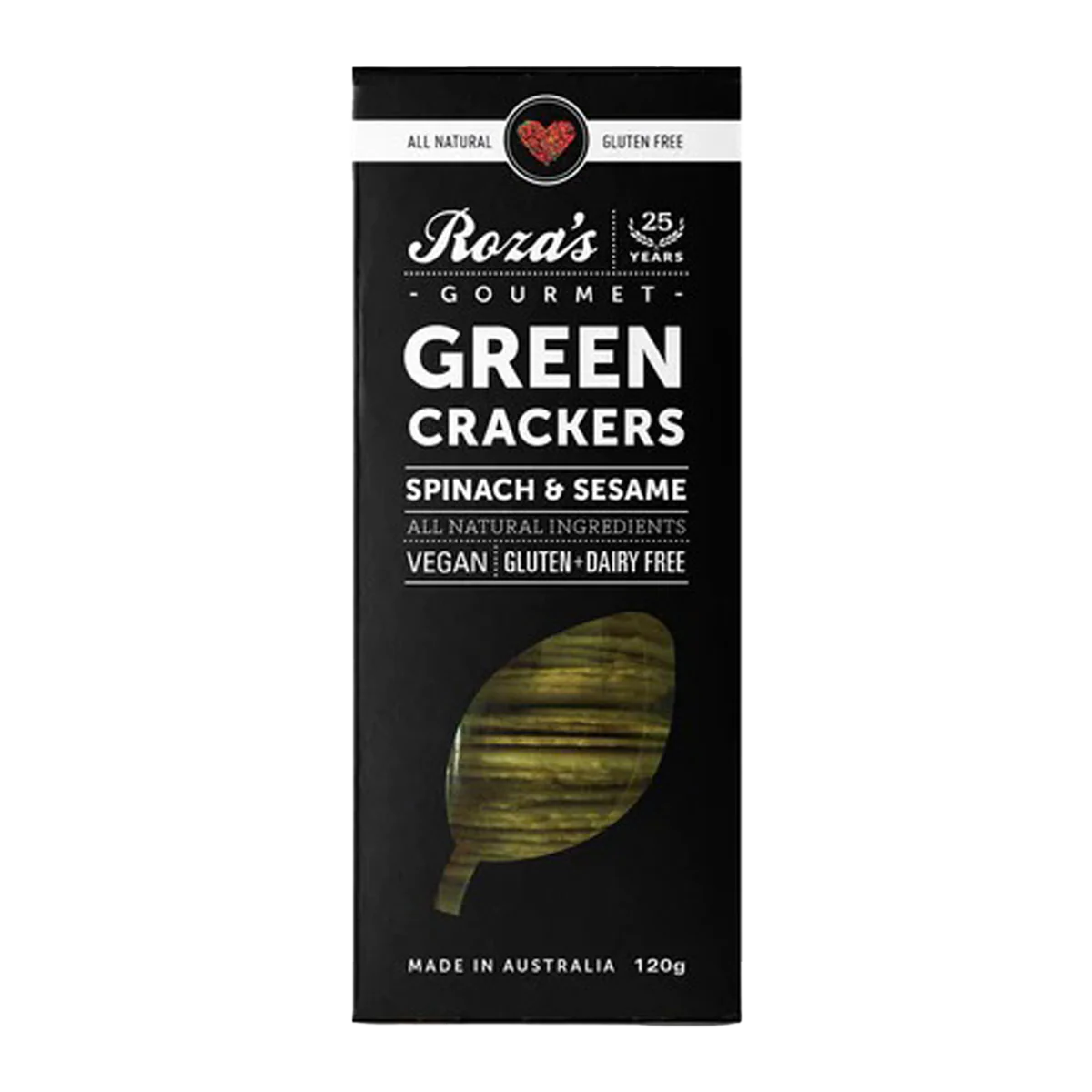 Roza's Gourmet Crackers Spinach Sesame 120g