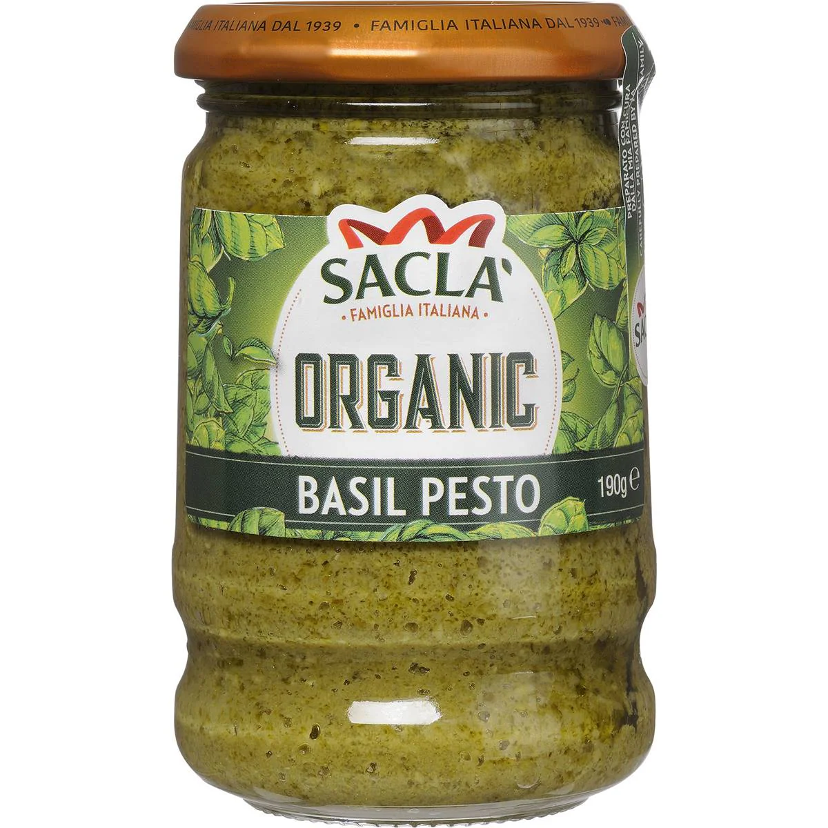 Sacla Organic Pesto Basil 190g