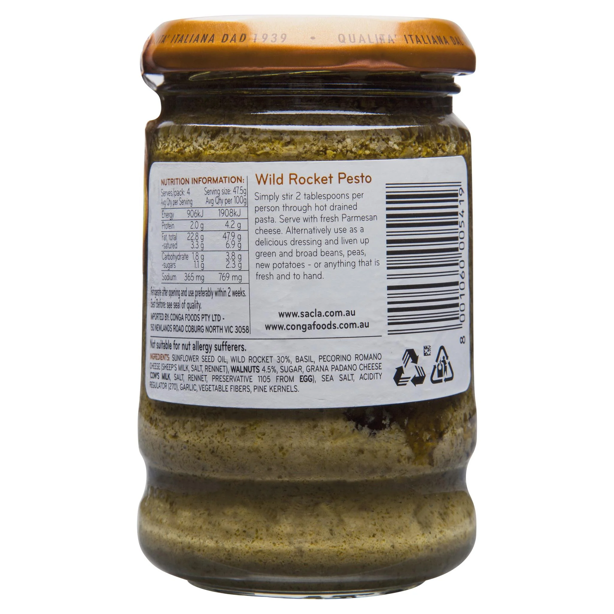 Sacla Pesto Wild Rocket 190g - Image 2