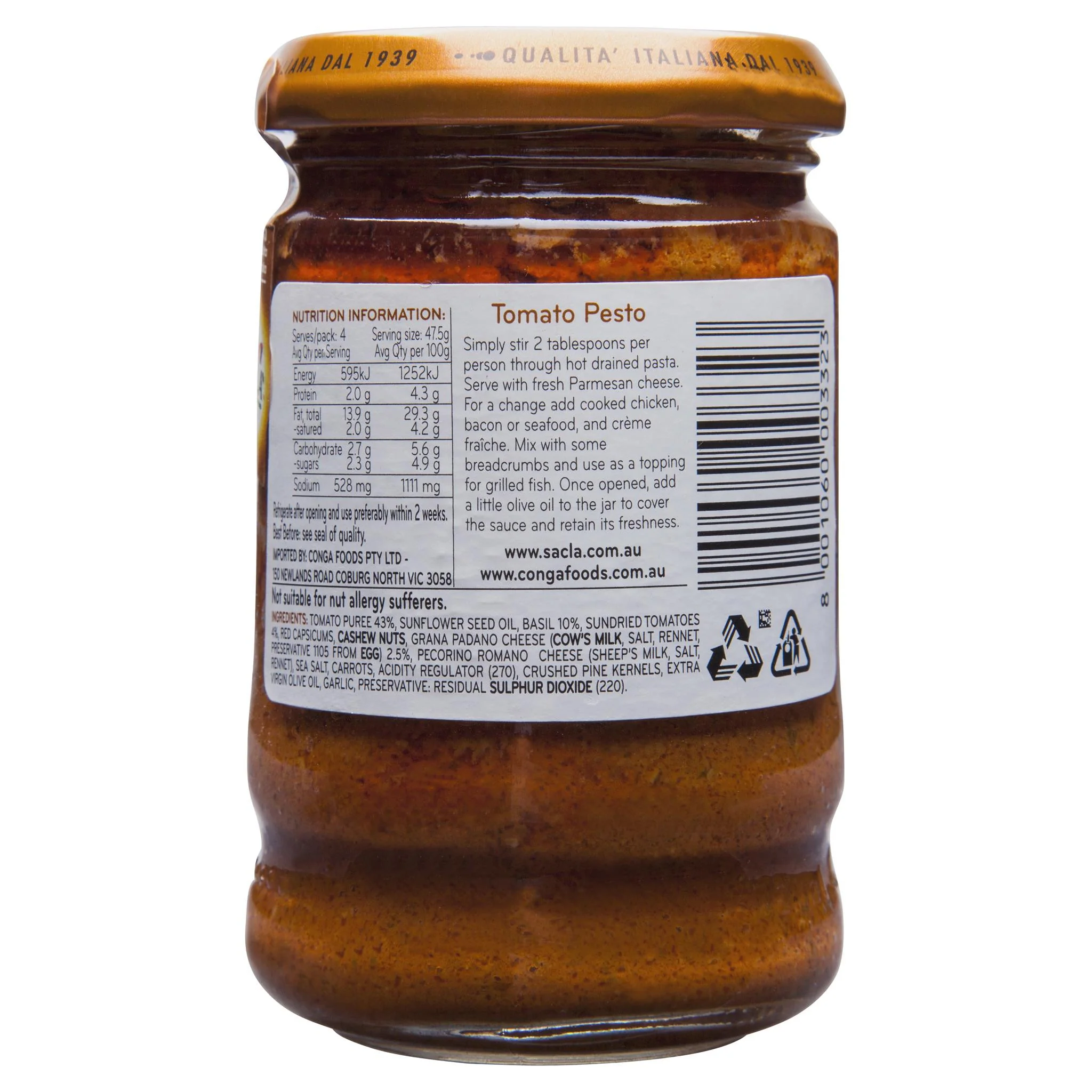 Sacla Pesto Tomato 190g - Image 2