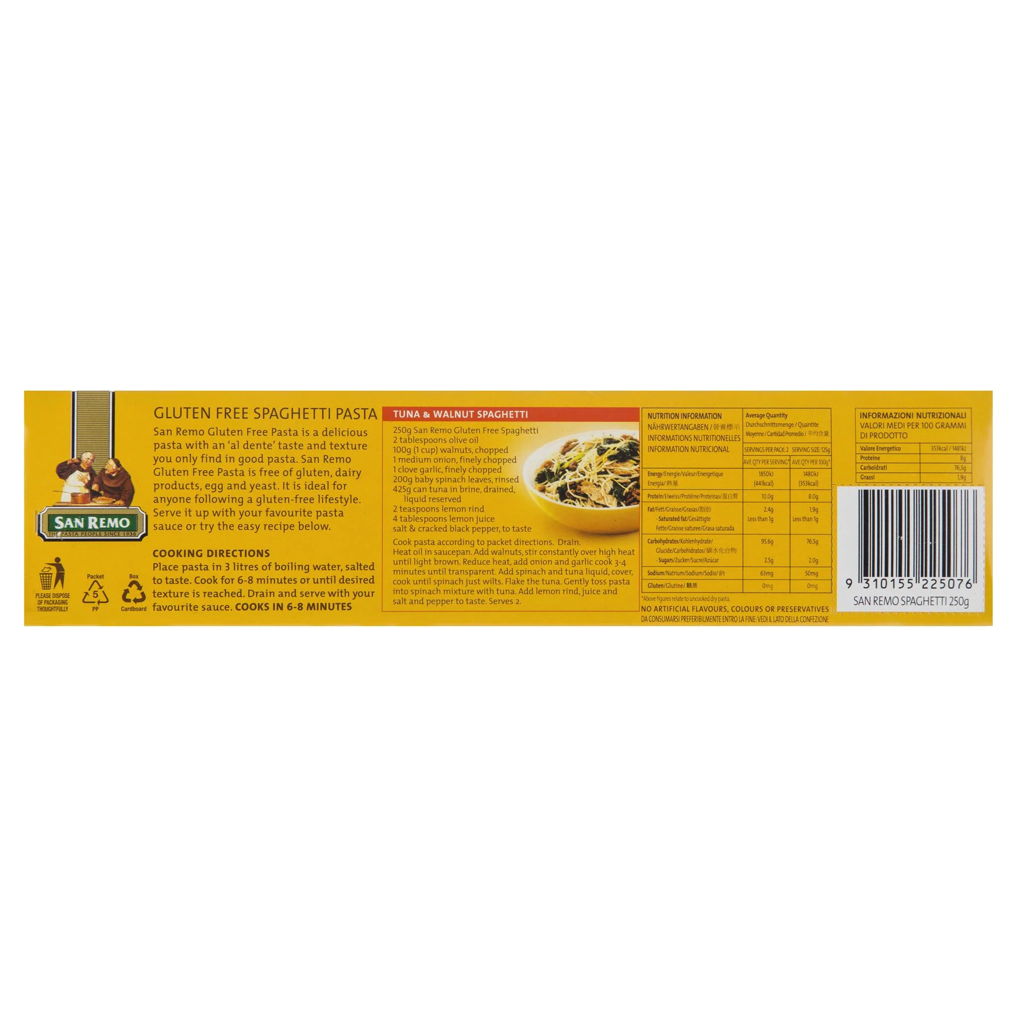 San Remo Gluten Free Pasta Spaghetti 350g - Image 2