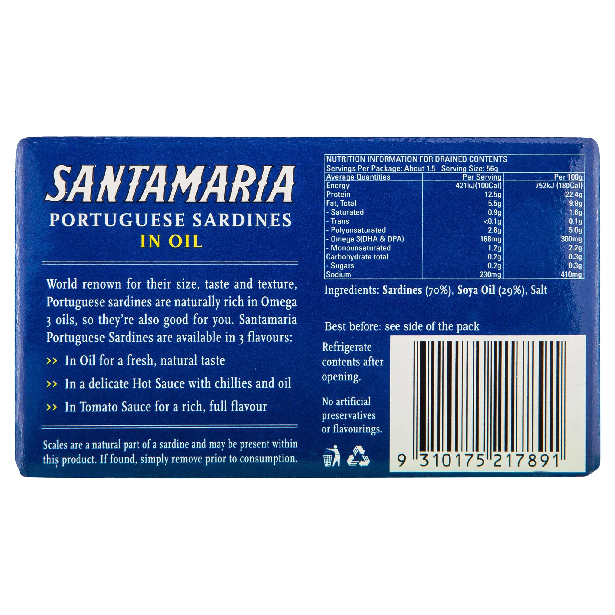Santamaria Portuguese Sardines Oil 120g - Image 3