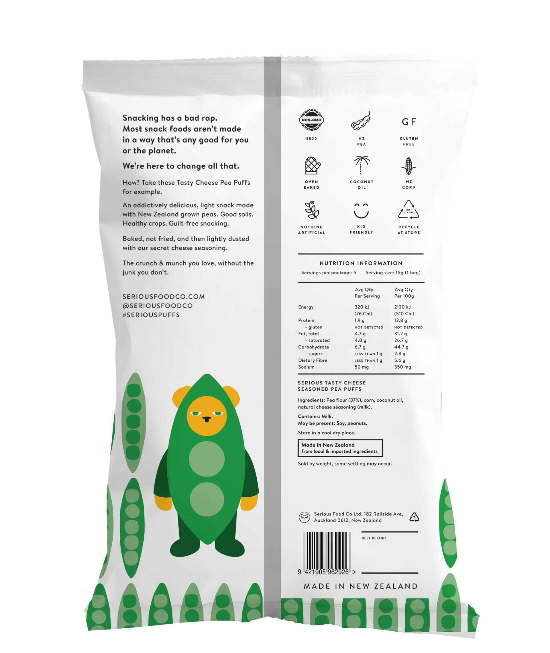 Serious Pea Puffs Cheese Multipack x5 75g - Image 2