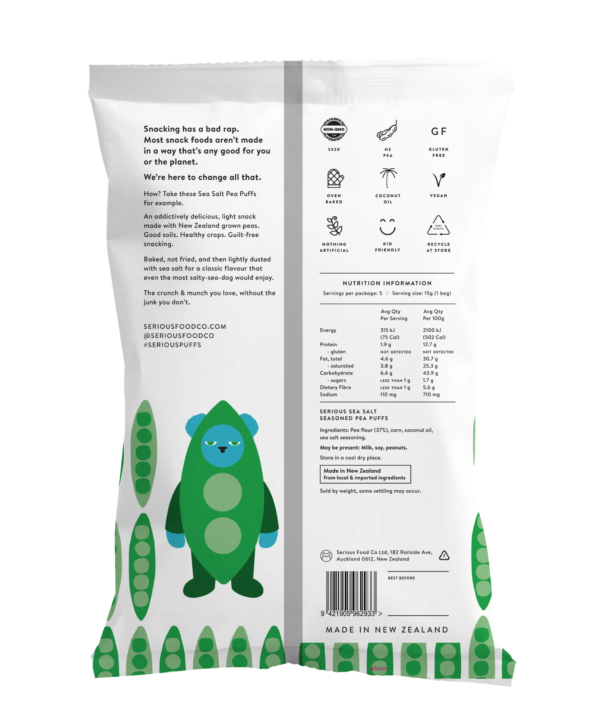 Serious Pea Puffs Sea Salt Multipack x5 75g - Image 2