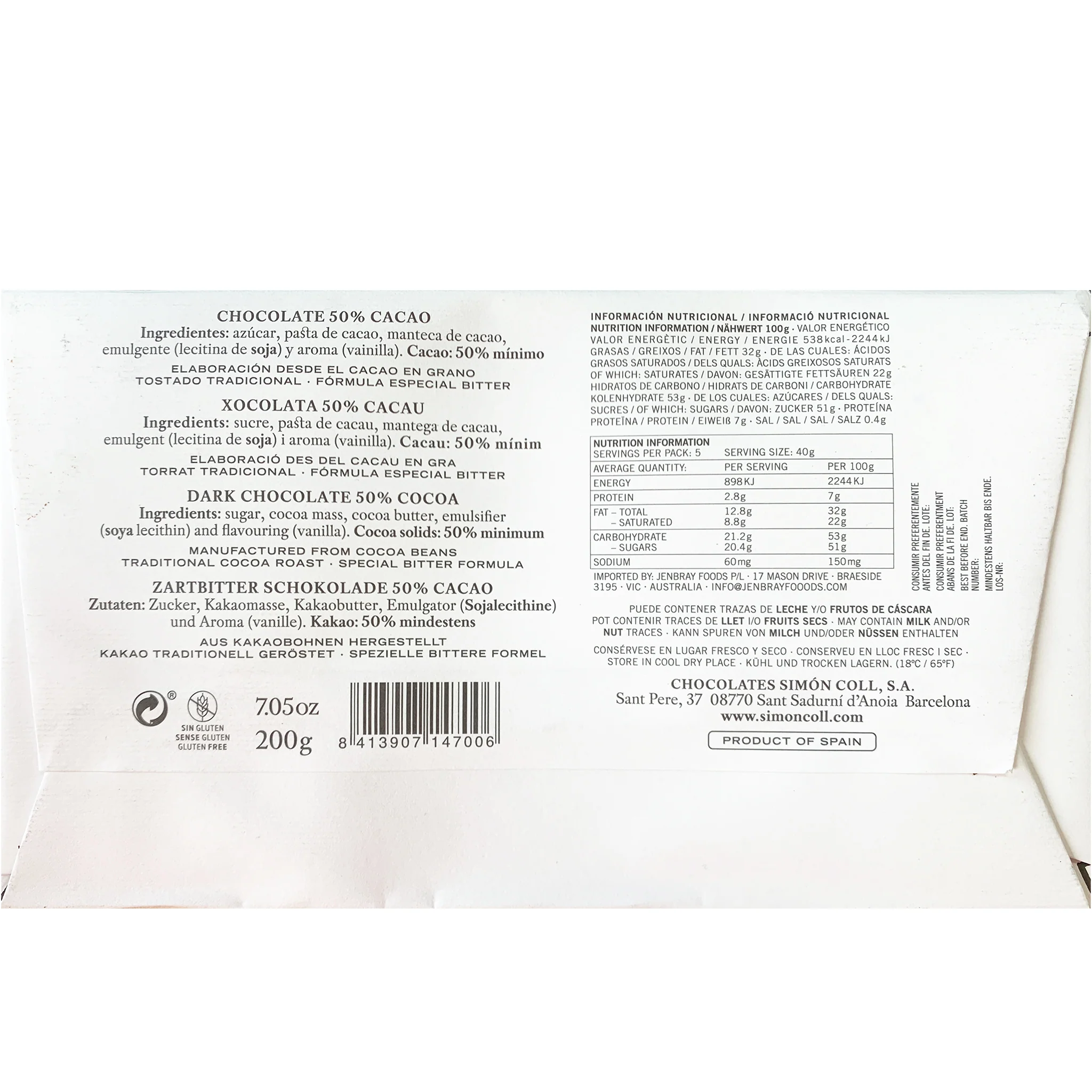 Simon Coll 50% Chocolate Cocoa 200g - Image 3