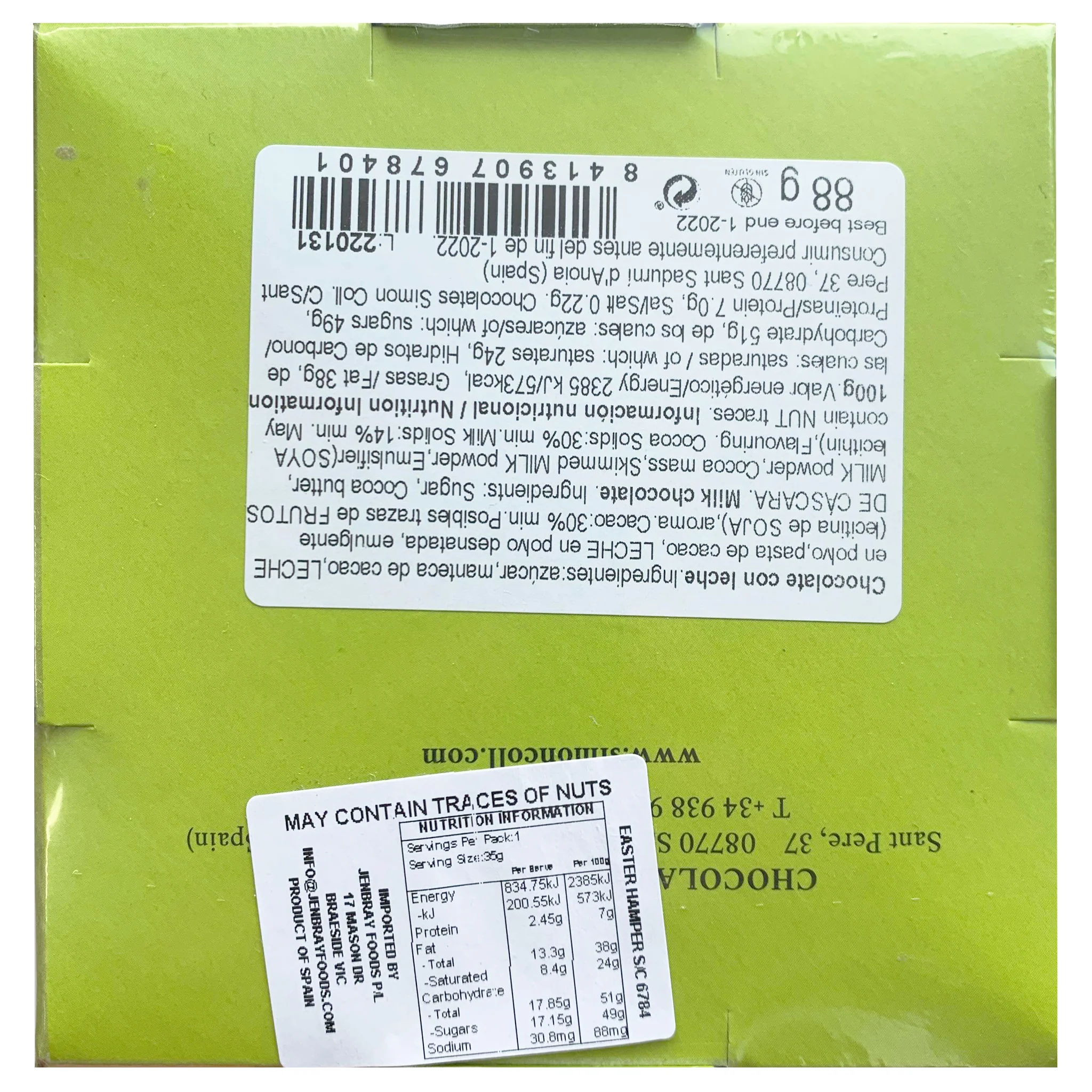 Simon Coll Milk Chocolate Easter Basket 88g - Image 2