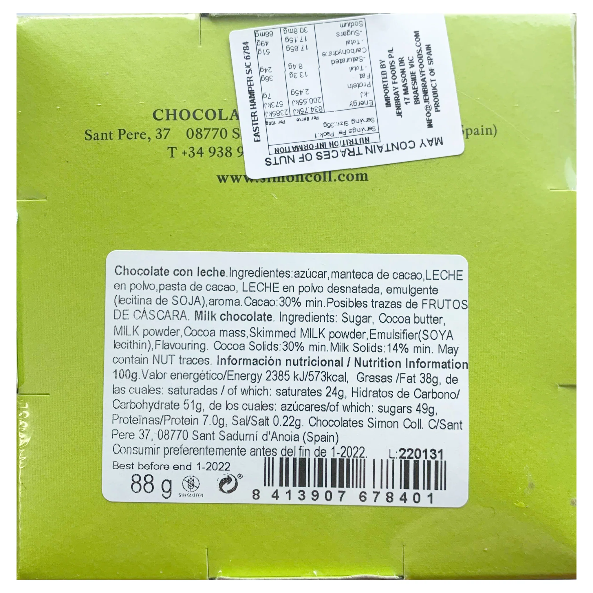 Simon Coll Milk Chocolate Easter Basket 88g - Image 3