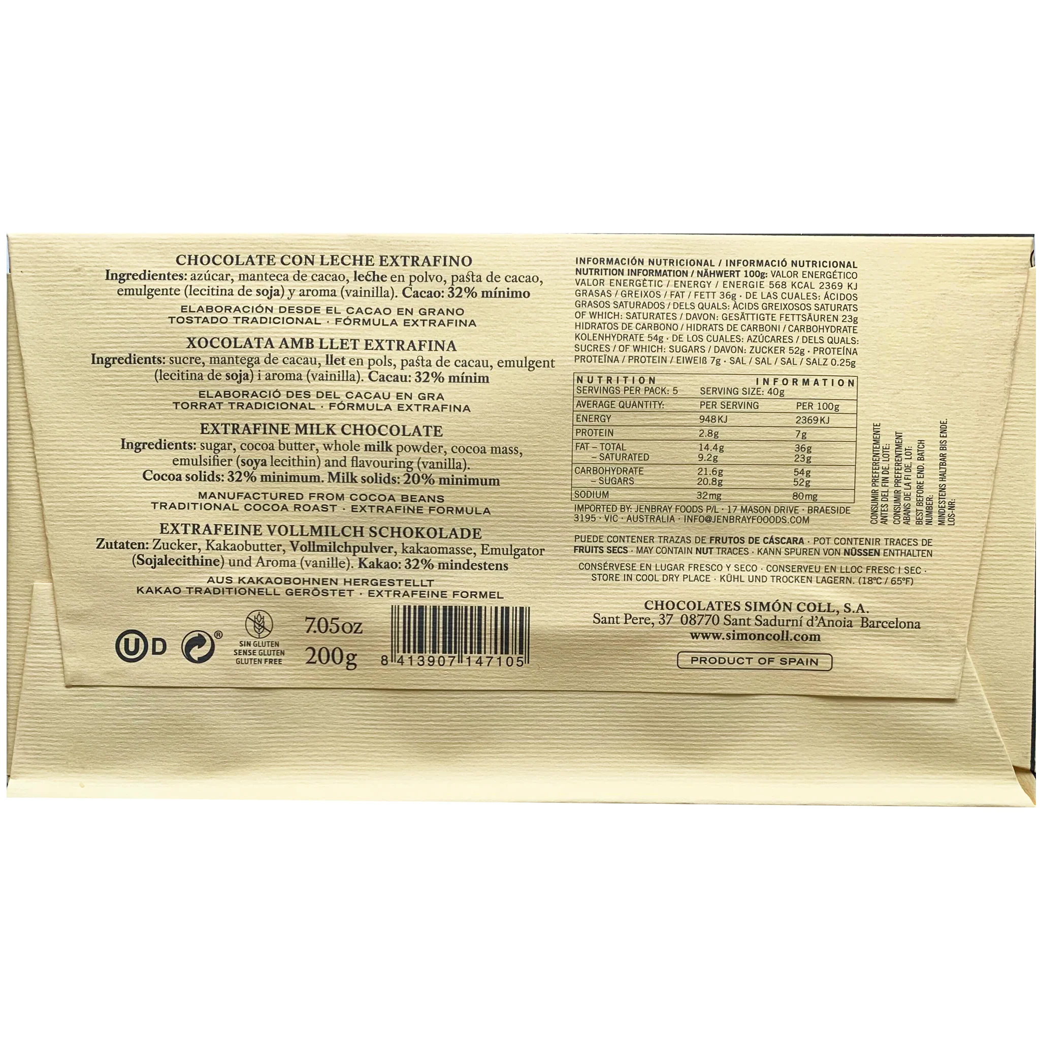 Simon Coll Extra Fine Milk Chocolate 200g - Image 2