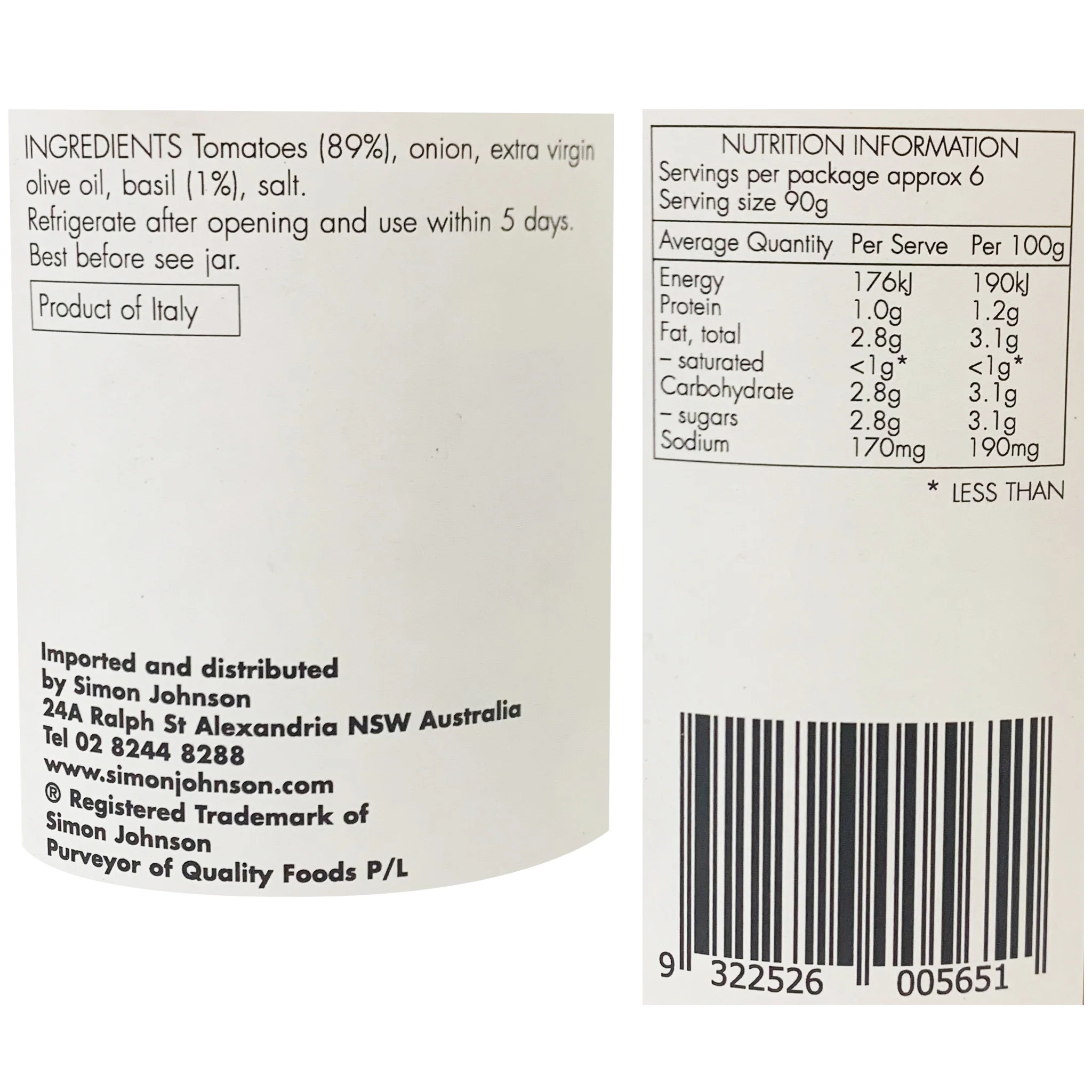 Simon Johnson Pasta Sauce Fresh Basil 530g - Image 2