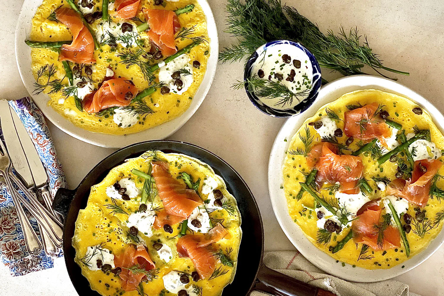 Smoked Salmon Omelettes - with Capers Dill and Garlic Cream Cheese - Image 2
