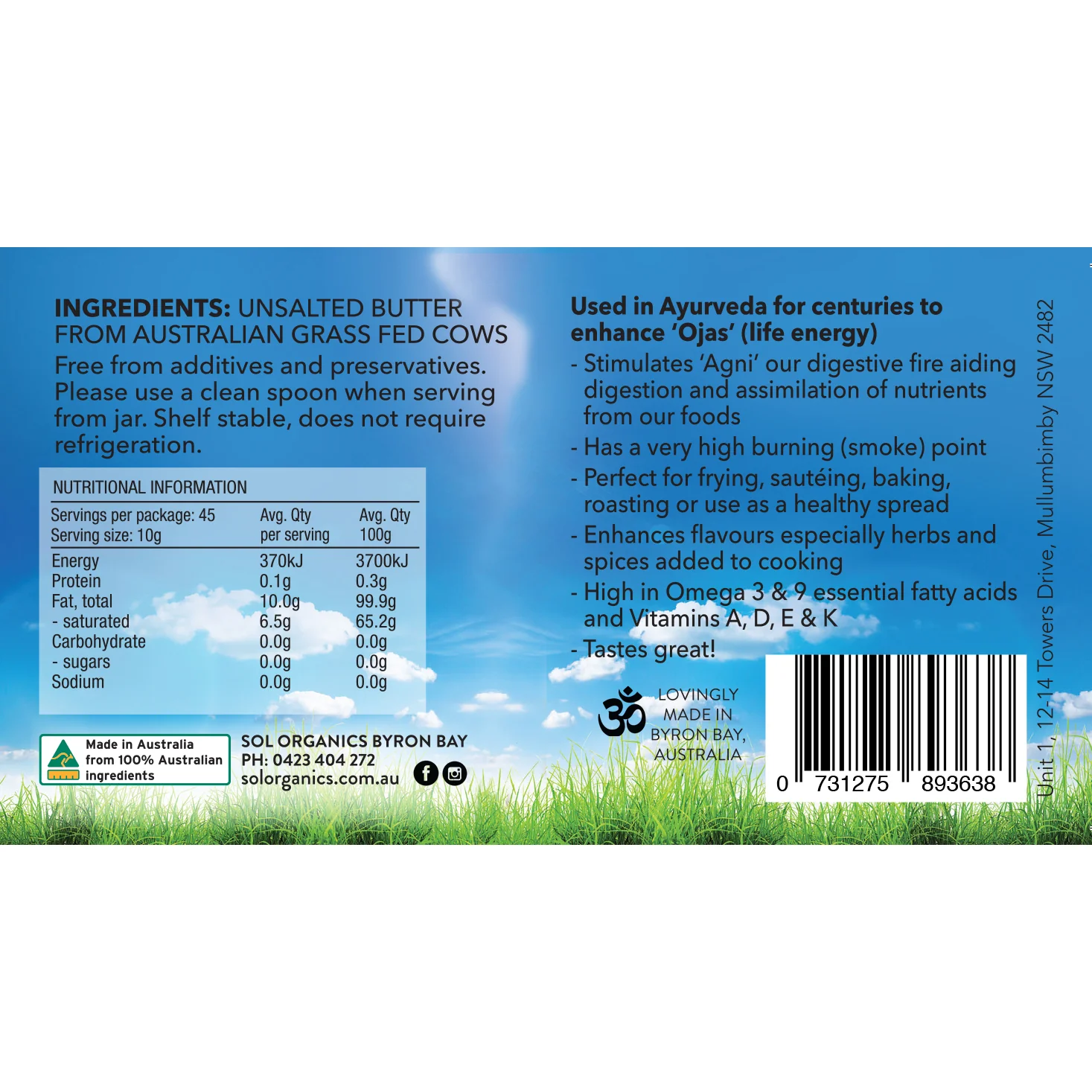 Sol Ghee Grass Fed Ghee 450g - Image 2