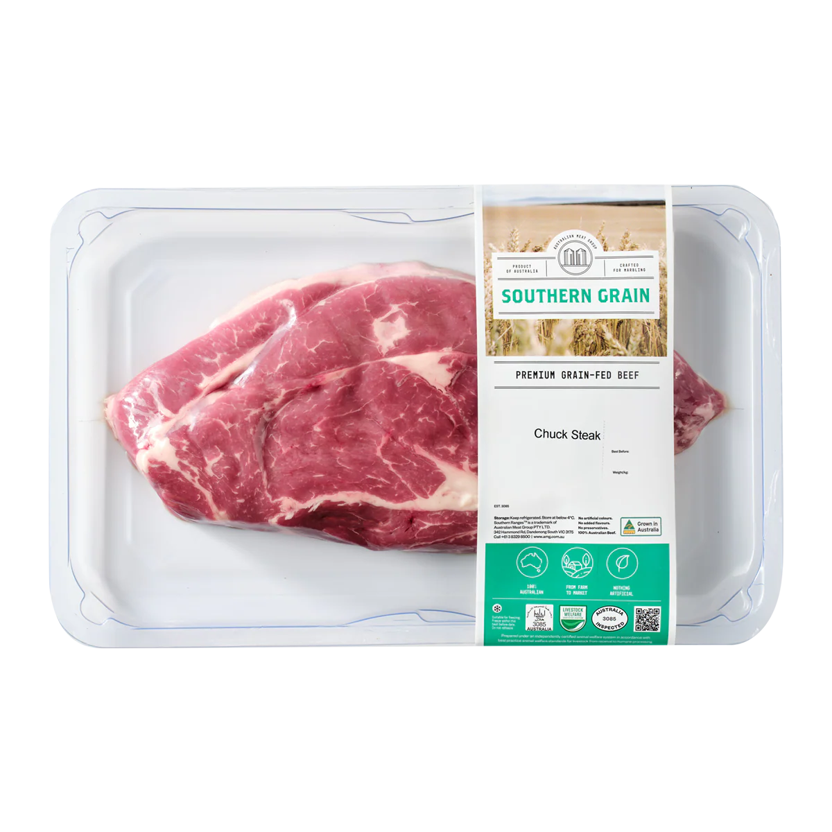 Southern Grain Premium Grain Fed Beef MB2 Beef Chuck Steak 300-600g