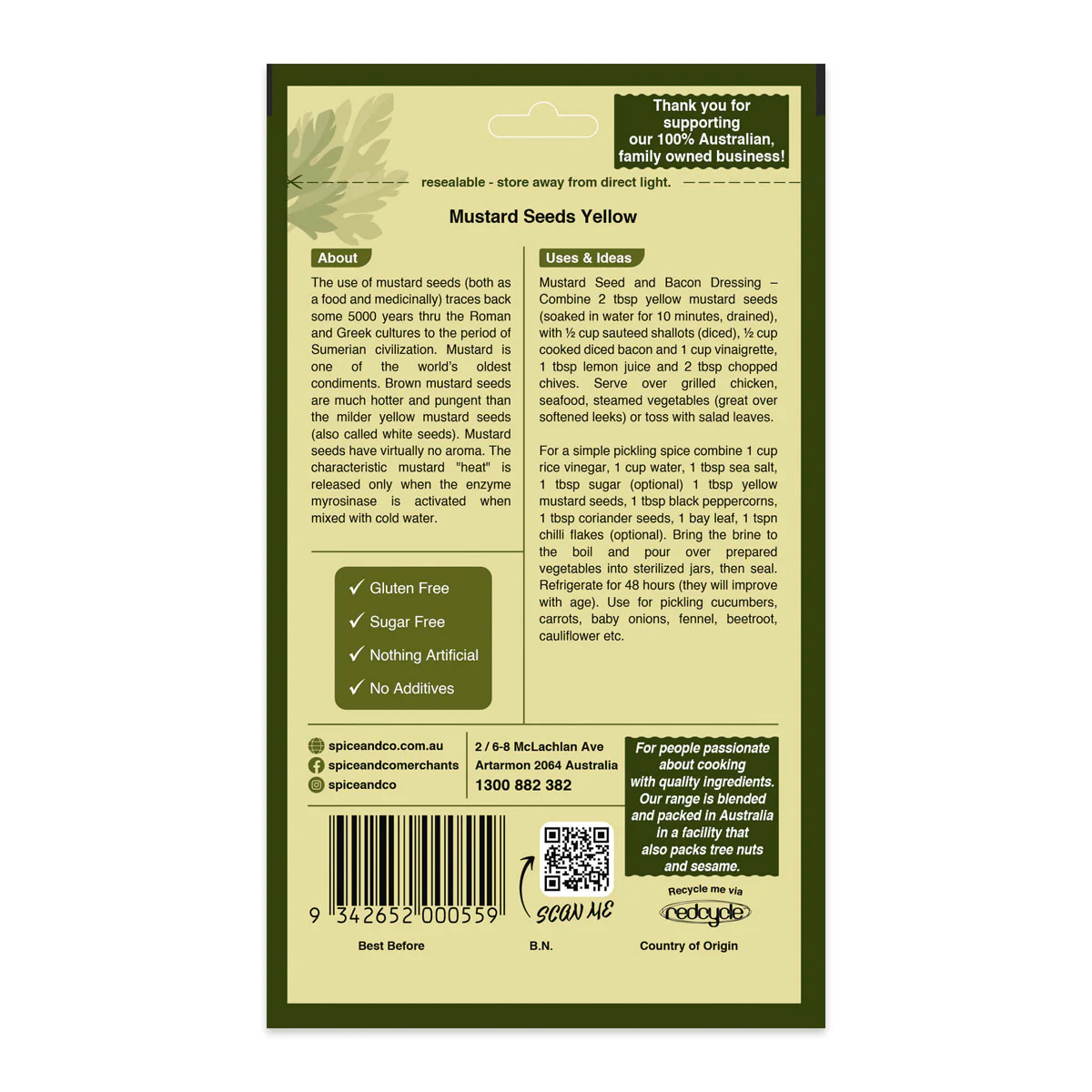 Spice and Co Mustard Seeds Yellow 80g - Image 2