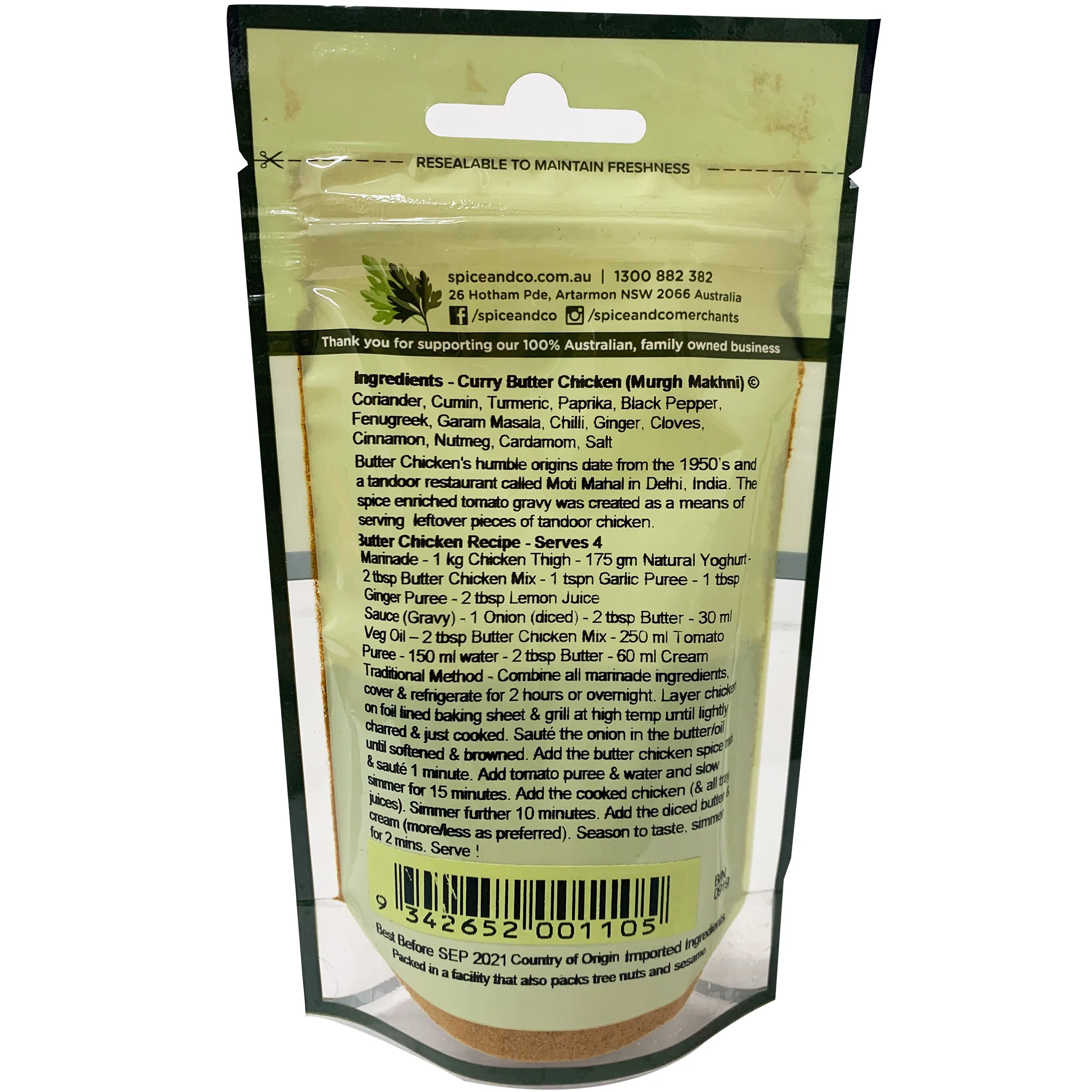 Spice and Co Mild Butter Chicken Curry 45g - Image 2