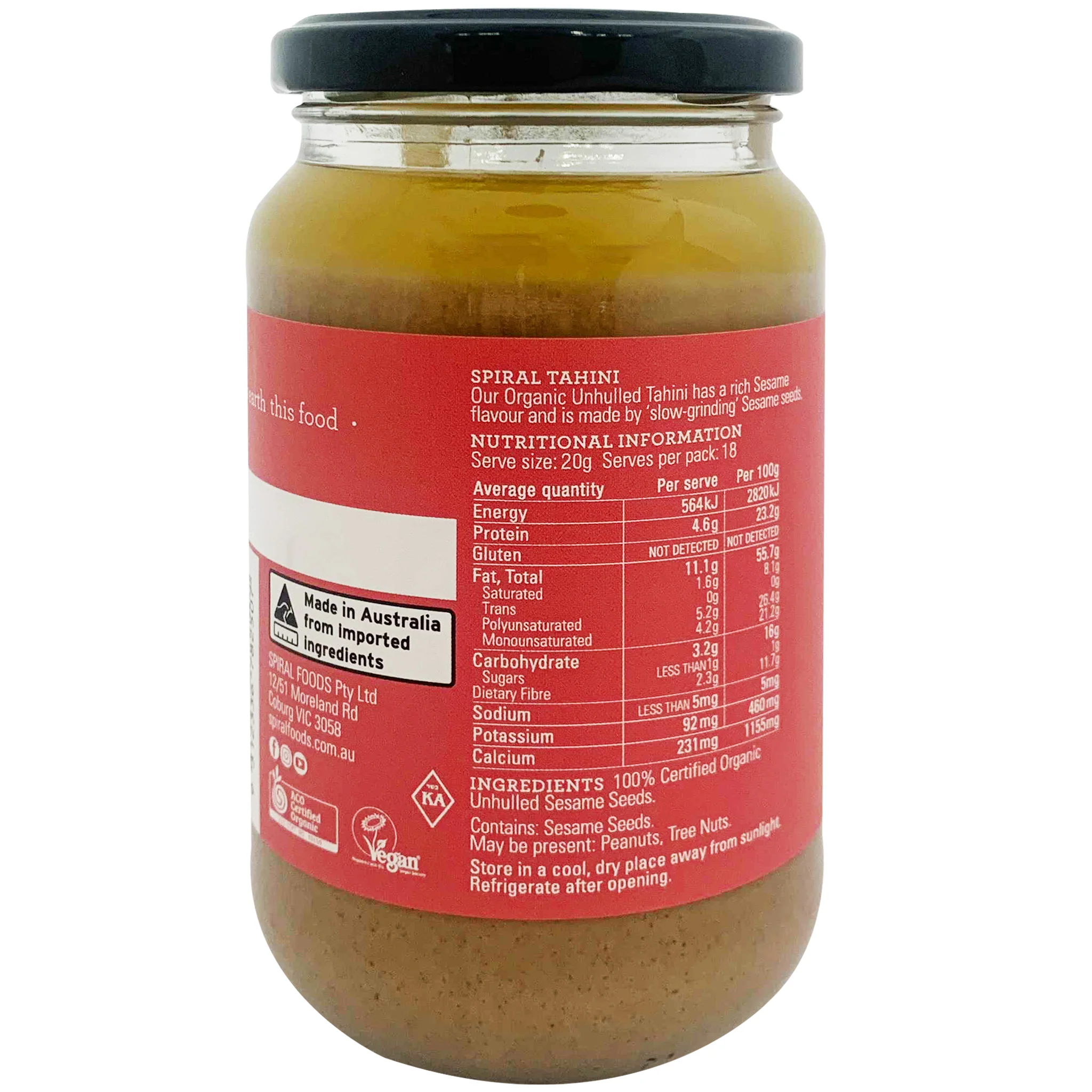 Spiral Foods Organic Unhulled Tahini 375g - Image 2