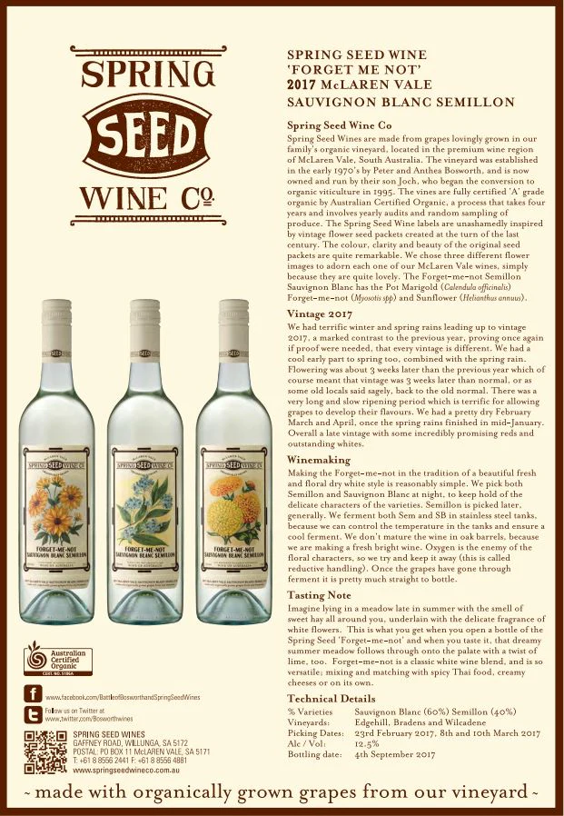 Spring Seed Wine Co Forget Me Not Sauvignon Blanc Semillon McLaren Vale SA 750ml - Image 2