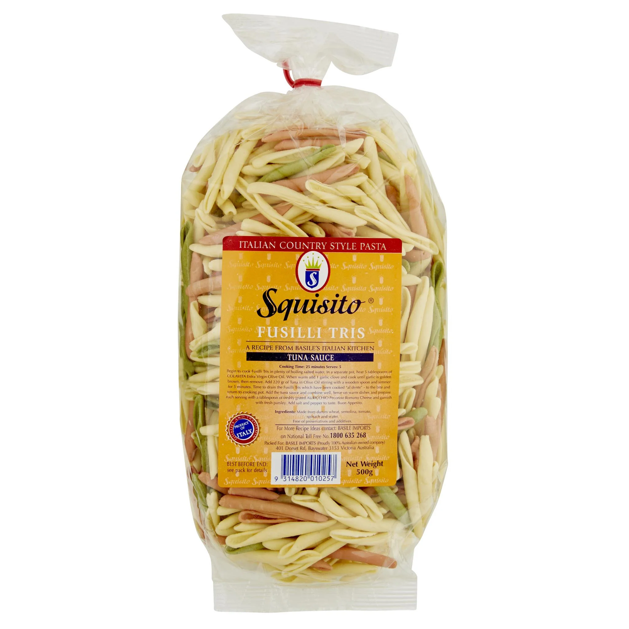 Squisito Fusilli 3 Colour 500g