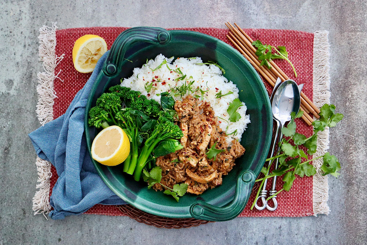 Sticky Peanut Pork Stir Fry - with Asian Greens and Rice - Image 2