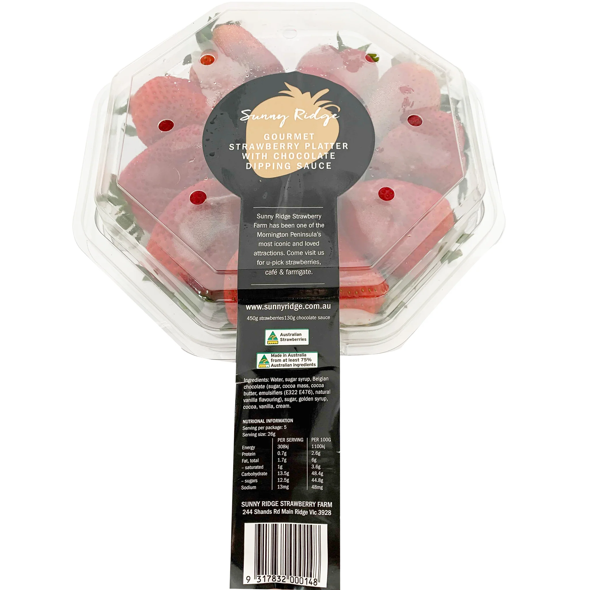 Strawberries Platter with Chocolate Dipping Sauce 450g - Image 2