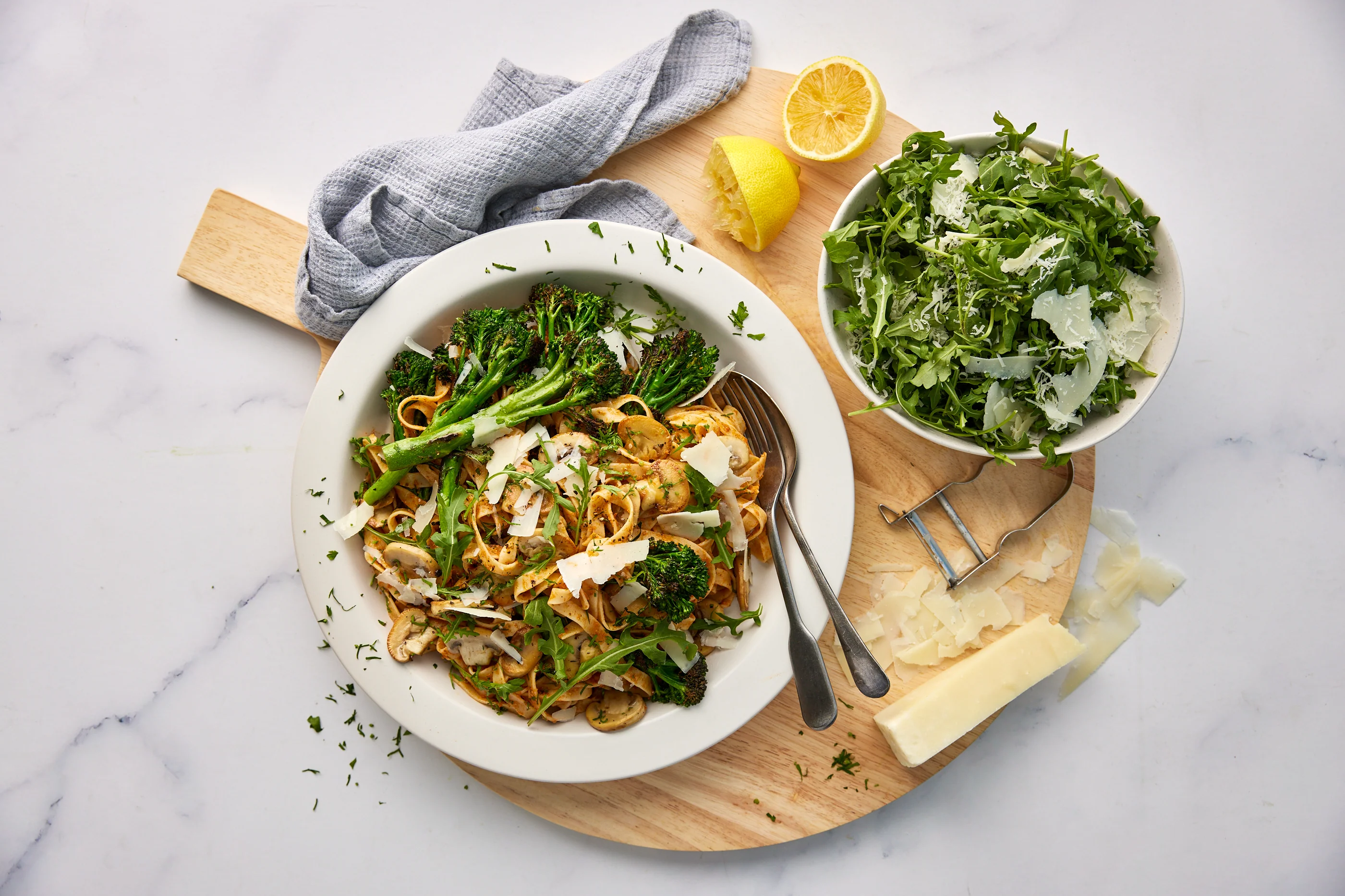 Sundried Tomato Pesto Tagliatelle - with Pan Fried Mushrooms and Broccolini - Image 2