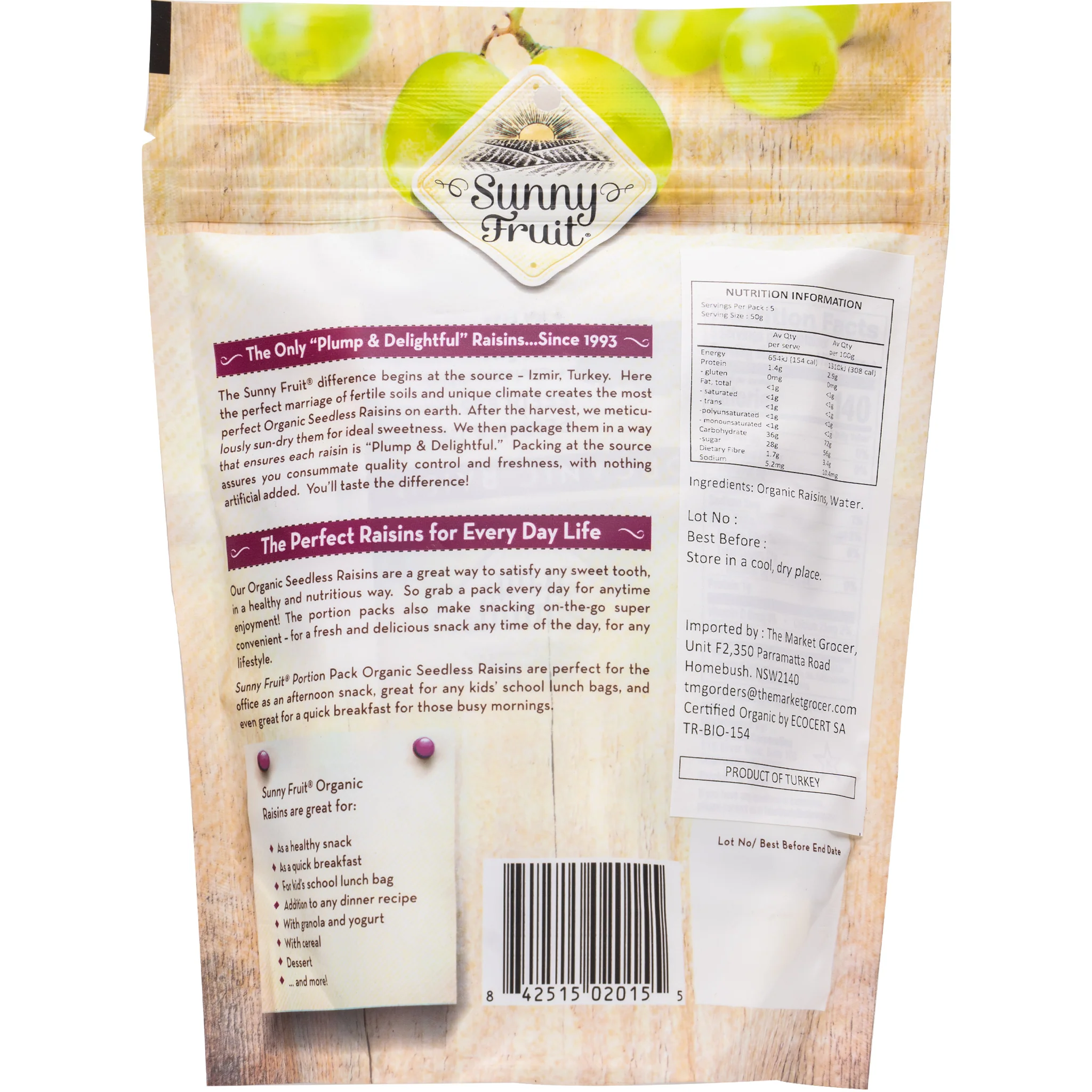Sunny Fruit Organic Dried Raisins 250g - Image 2