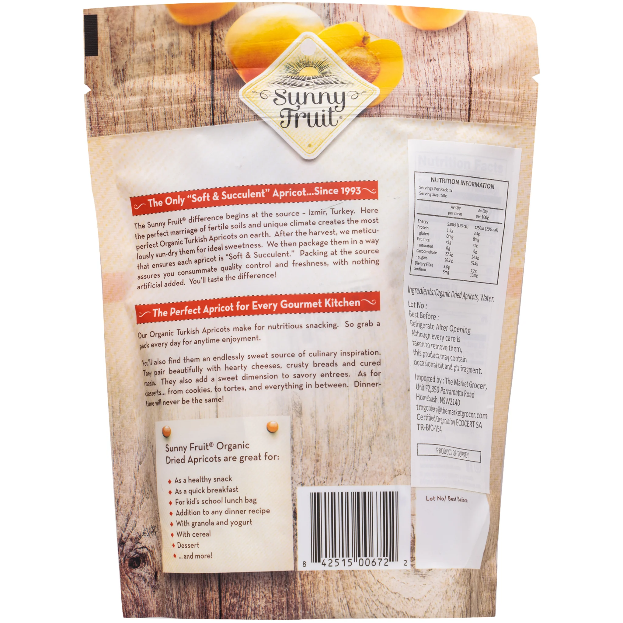 Sunny Fruit Organic Dried Turkish Apricots 250g - Image 2