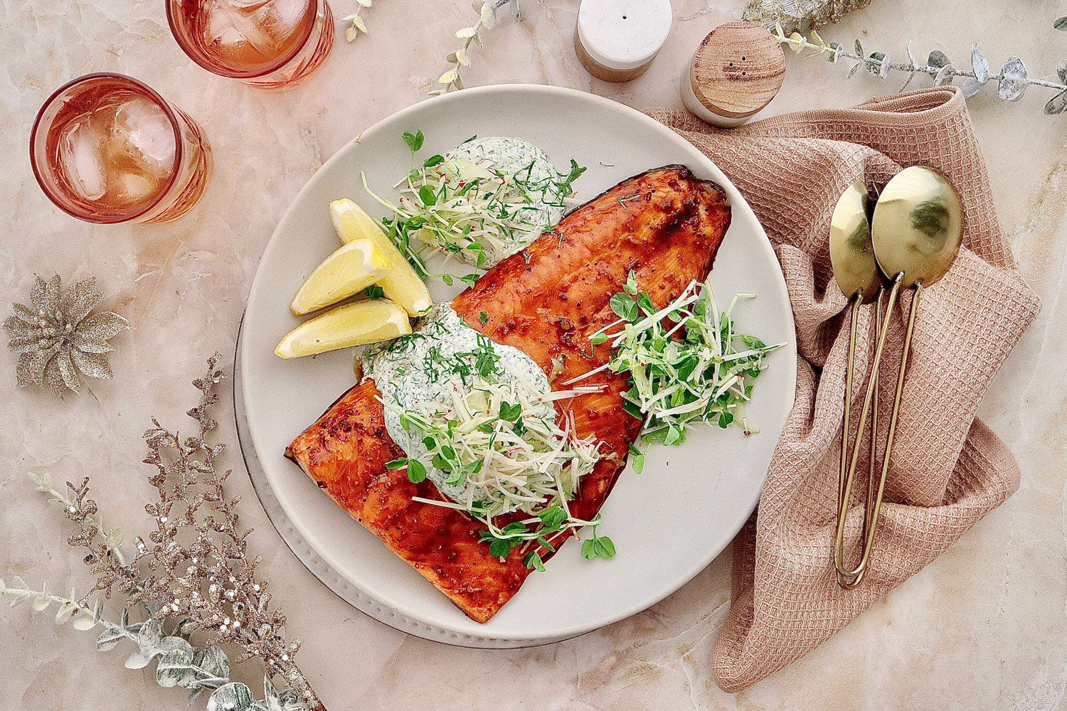 Sweet Chilli Soy Baked Salmon - with Kolhrabi Salsa and Yoghurt Dressing - Image 2