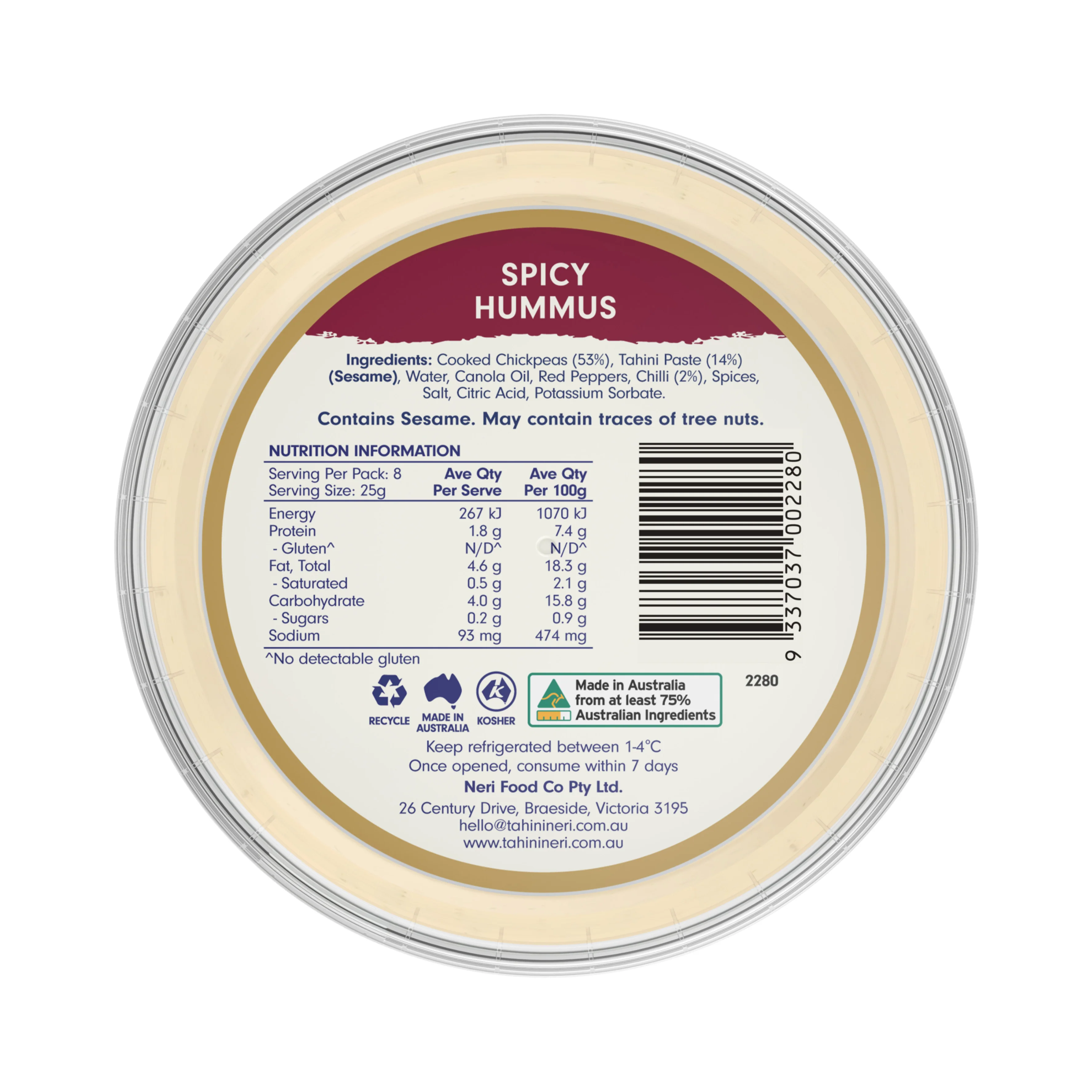 Tahini Neri Spicy Hummus 200g - Image 3
