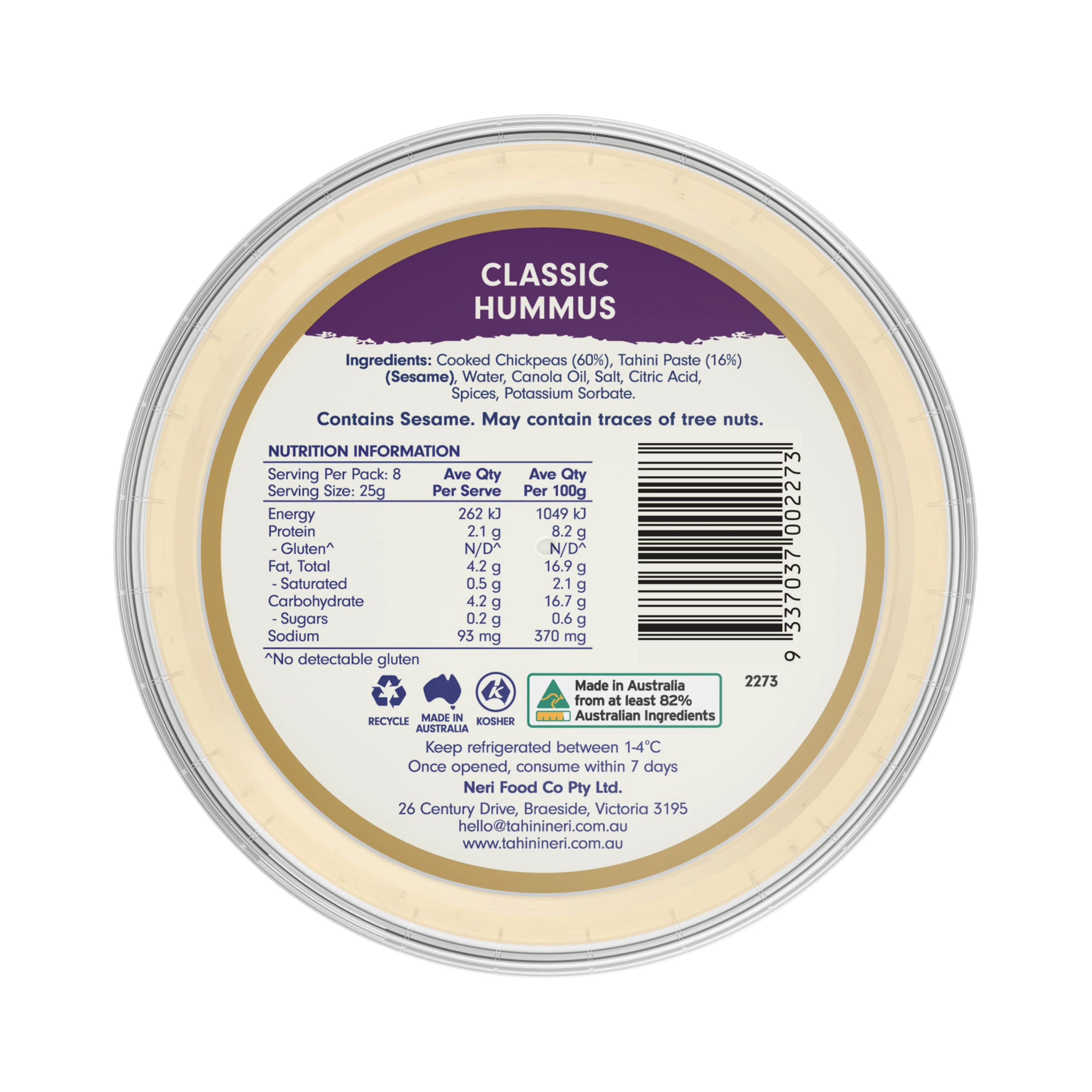 Tahini Neri Classic Hummus 200g - Image 3